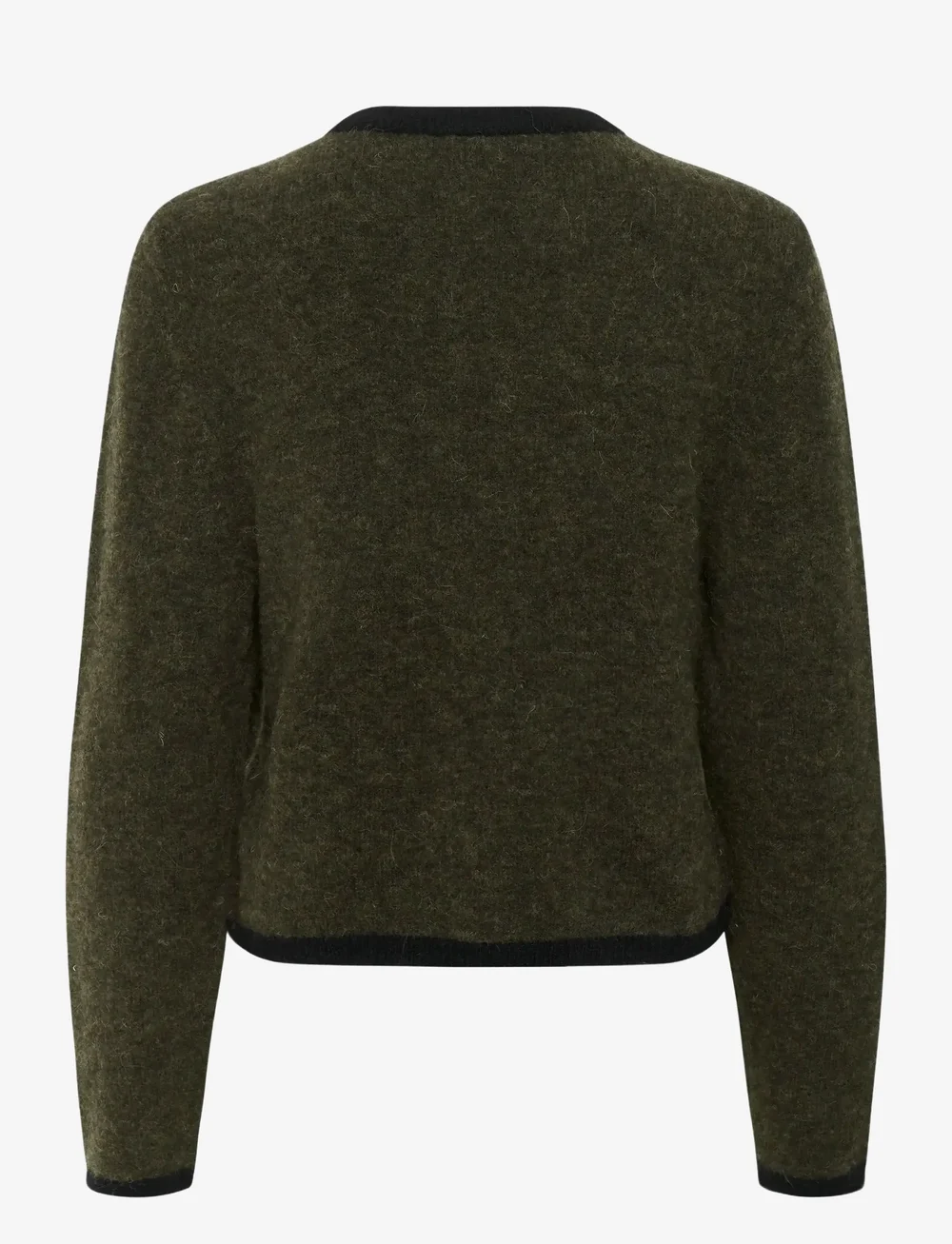 Gestuz - GZalpha ls contrast cardigan - neuletakit - olive mÉlange/black - 2