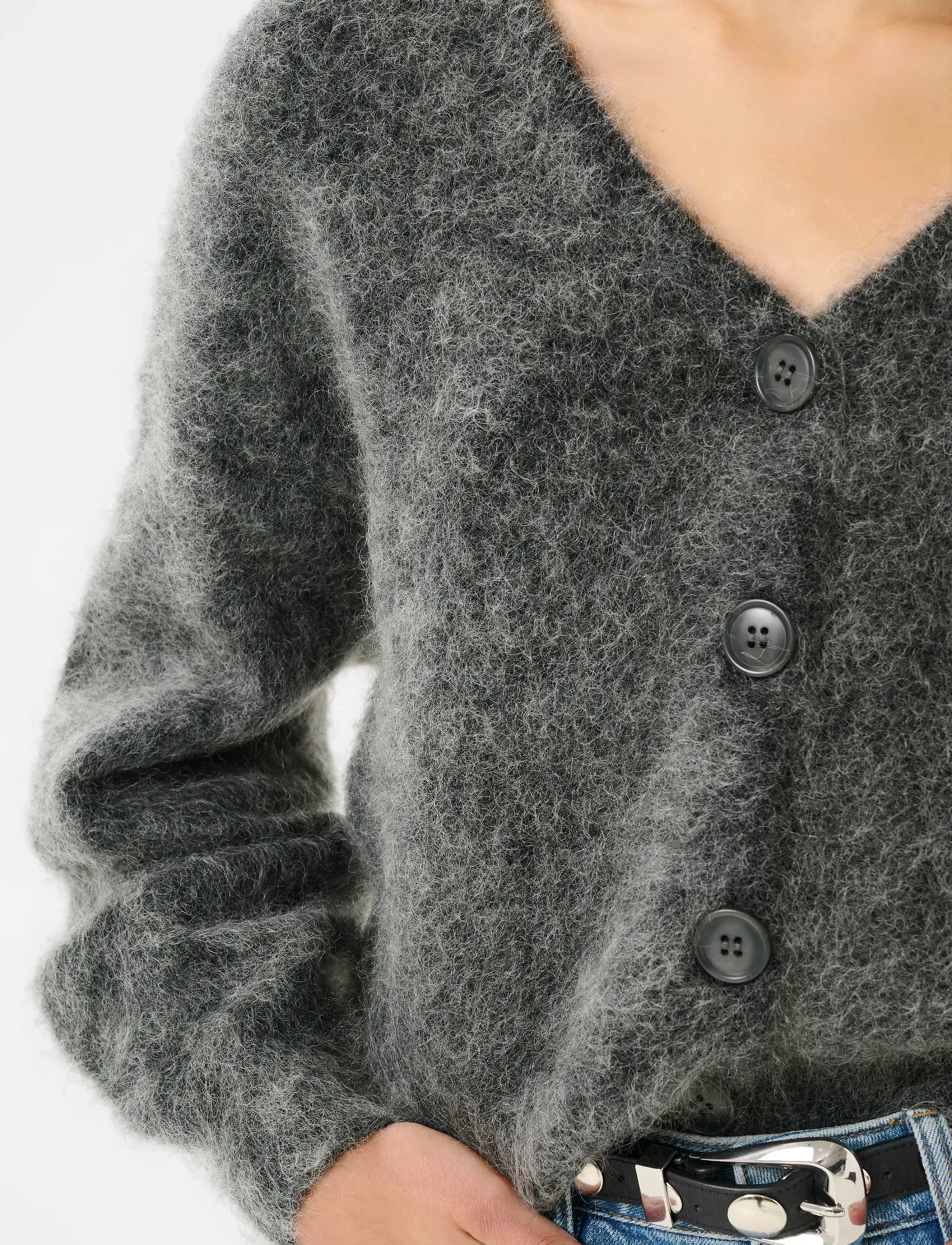 Gestuz - GZdebbie V cardigan NOOS - charcoal melange - 5