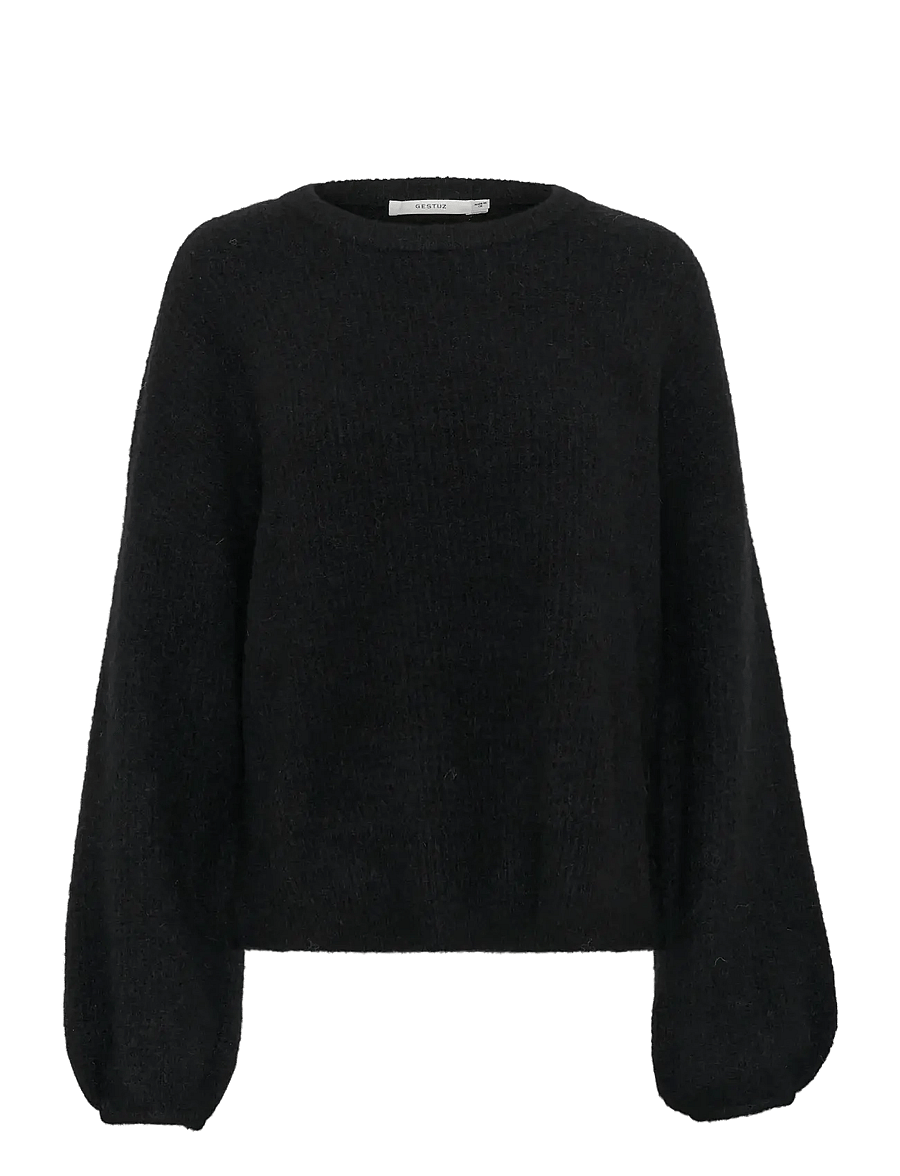 Gestuz - GZalpha slit pullover NOOS - stickade tröjor - black - 1