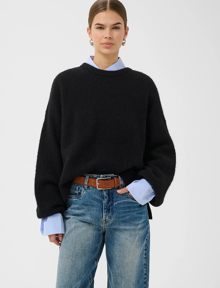 Gestuz - GZalpha slit pullover NOOS - stickade tröjor - black - 0