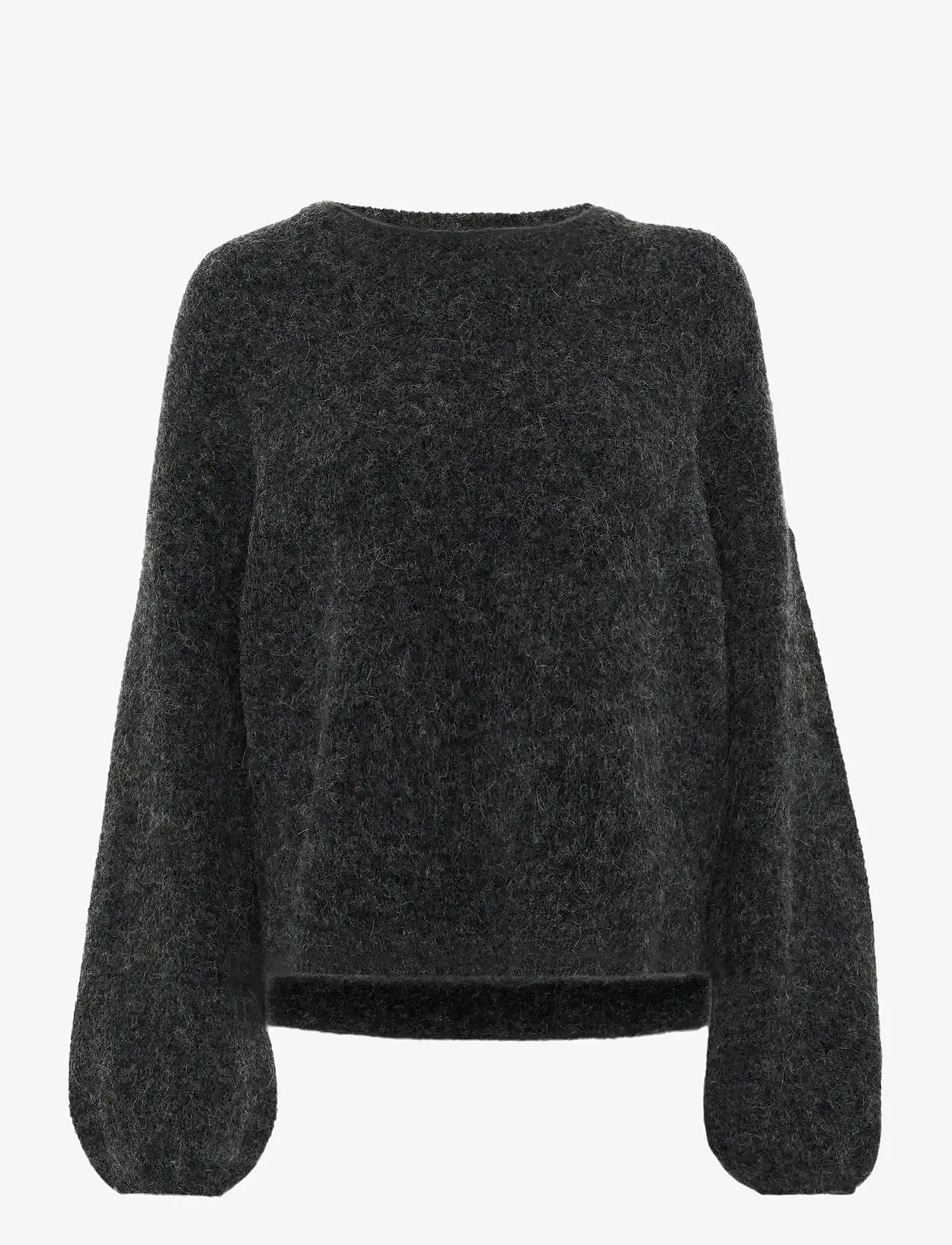 Gestuz - GZalpha slit pullover NOOS - efterårstøj - charcoal melange - 0