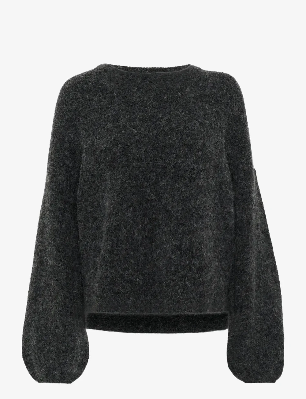 Gestuz - GZalpha slit pullover NOOS - striktrøjer - charcoal melange - 1
