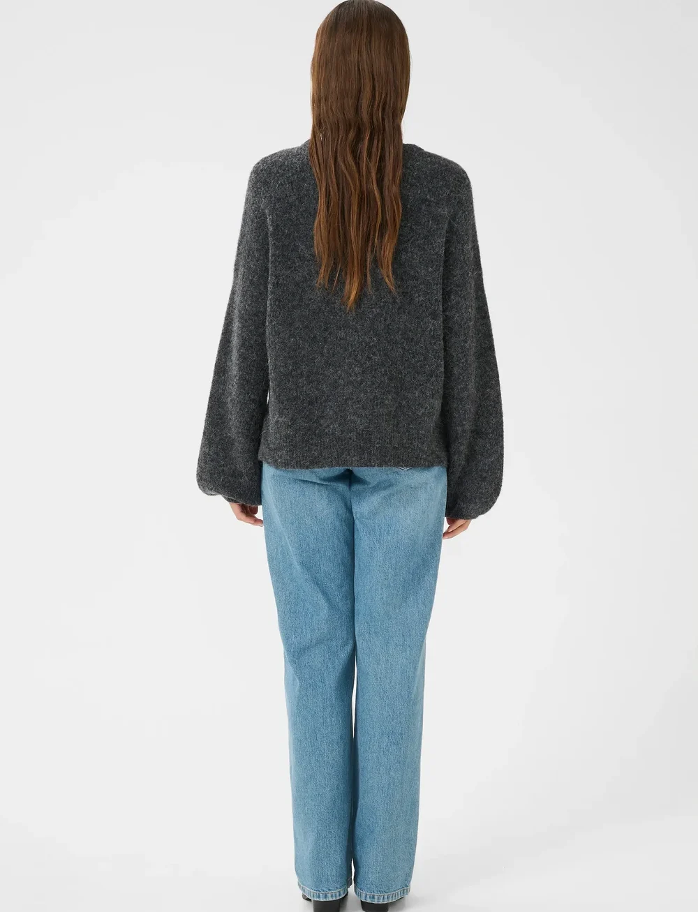 Gestuz - GZalpha slit pullover NOOS - striktrøjer - charcoal melange - 4
