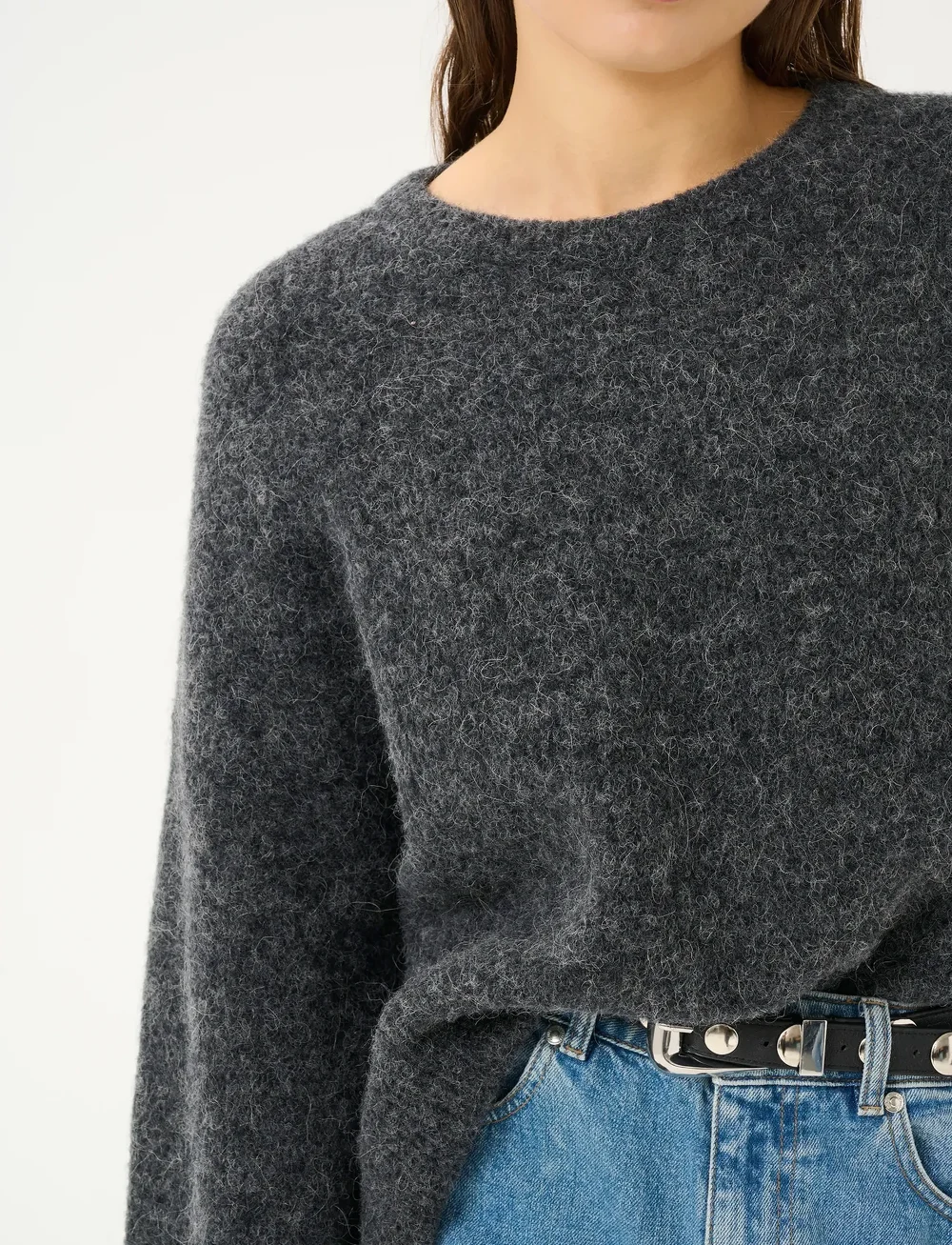 Gestuz - GZalpha slit pullover NOOS - striktrøjer - charcoal melange - 5