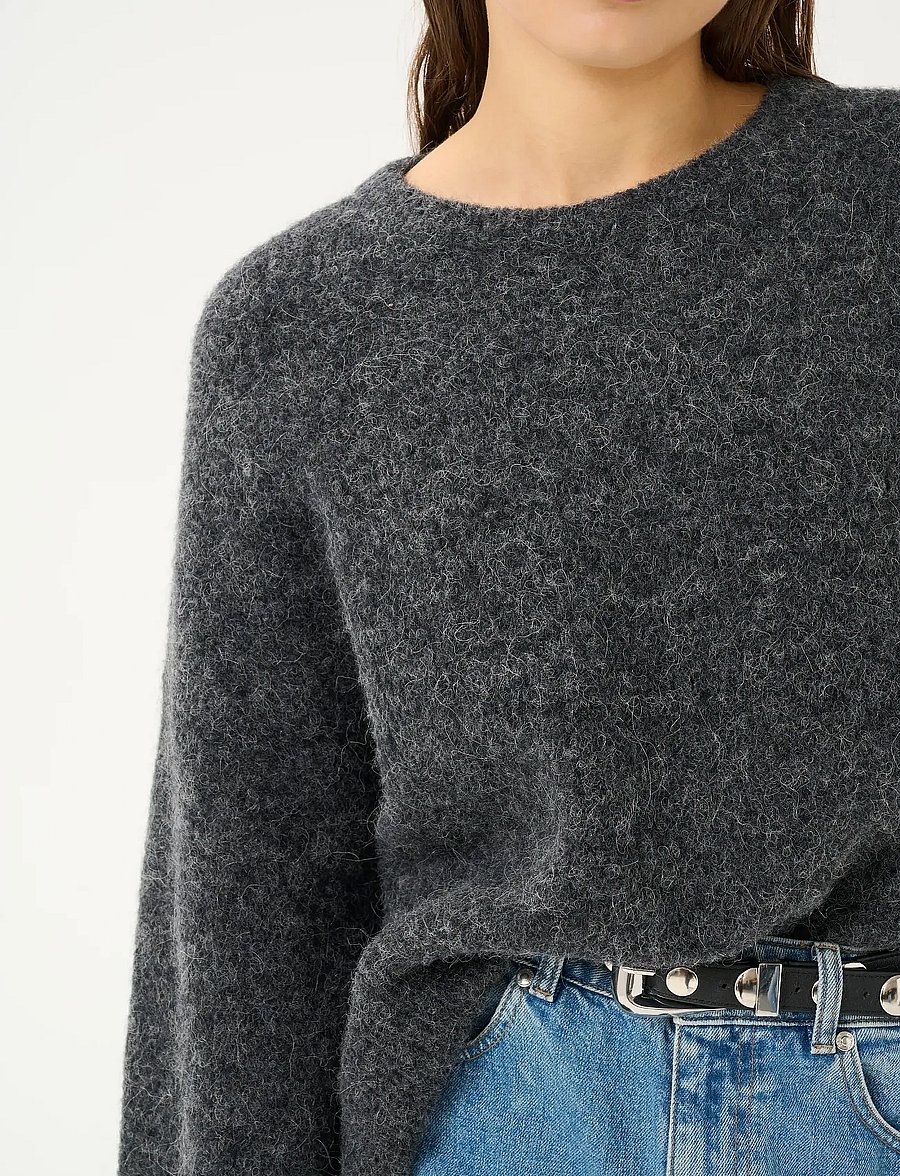 Gestuz - GZalpha slit pullover NOOS - striktrøjer - charcoal melange - 5