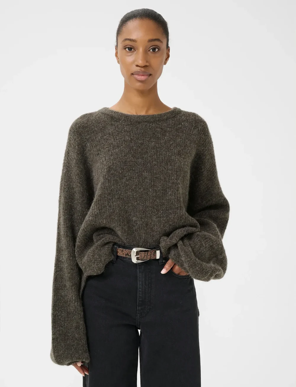 Gestuz - GZalpha slit pullover NOOS - striktrøjer - chestnut melange - 0