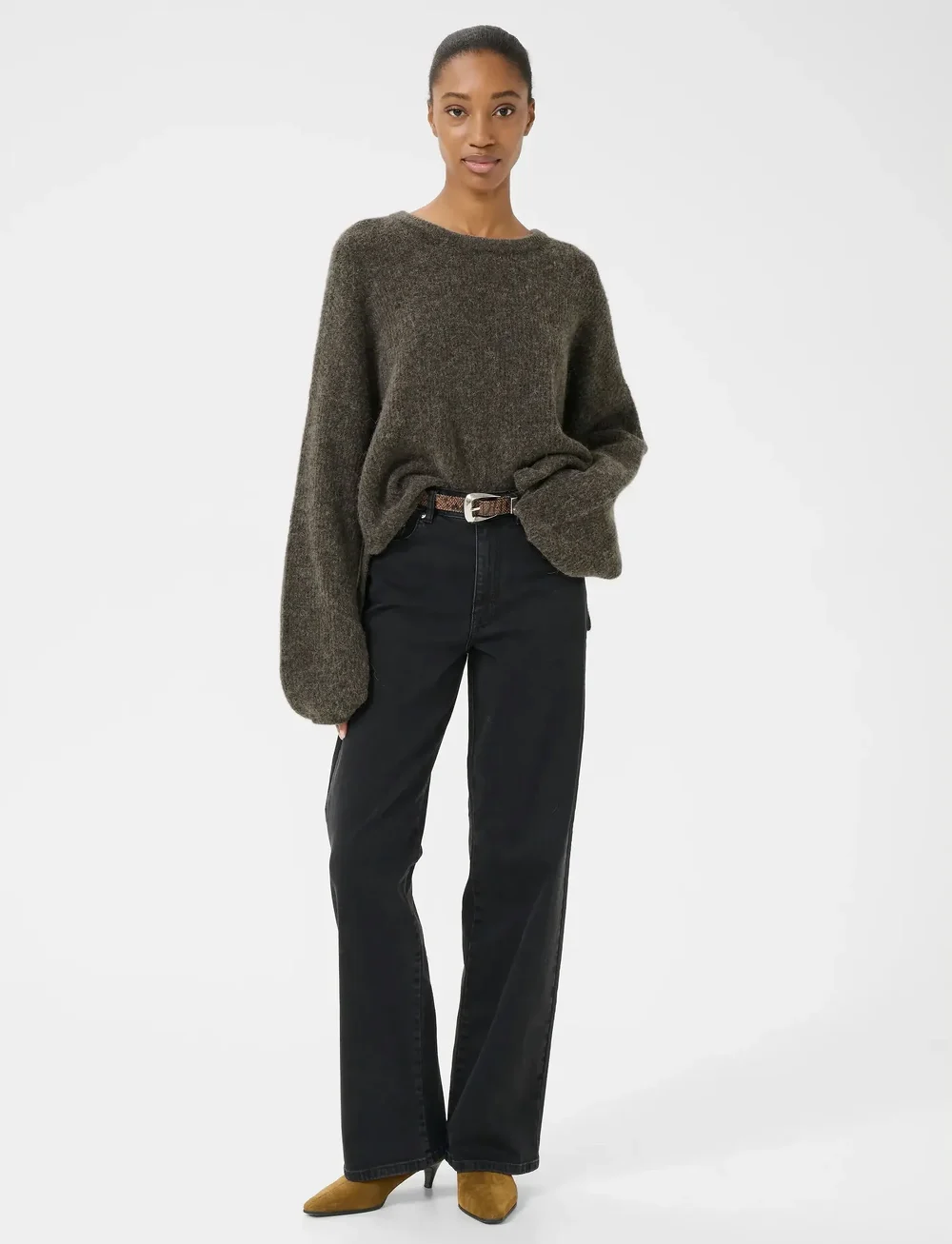 Gestuz - GZalpha slit pullover NOOS - striktrøjer - chestnut melange - 3