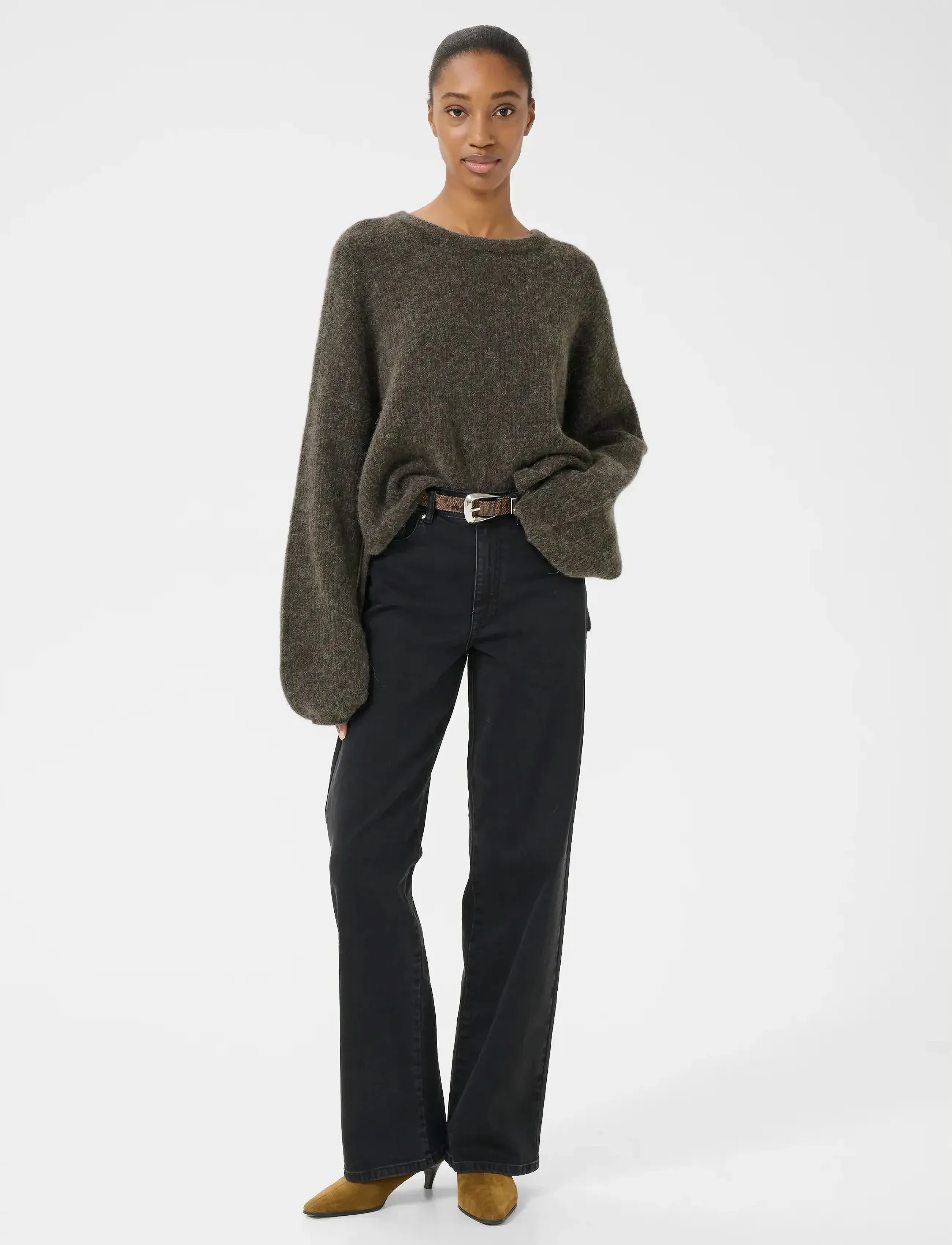 Gestuz - GZalpha slit pullover NOOS - stickade tröjor - chestnut melange - 3