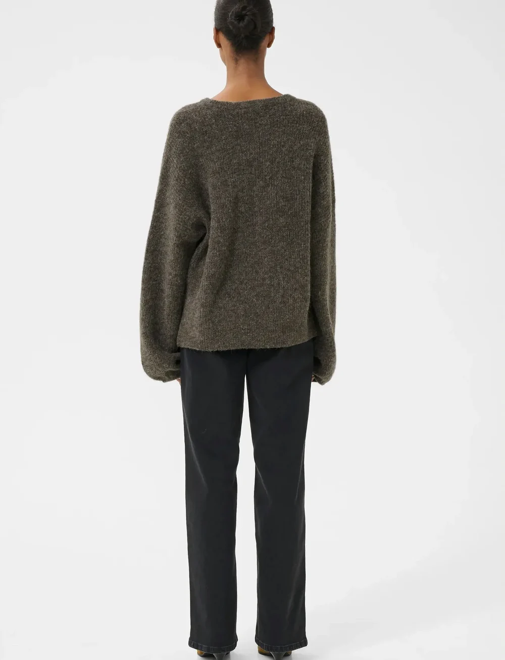 Gestuz - GZalpha slit pullover NOOS - striktrøjer - chestnut melange - 4