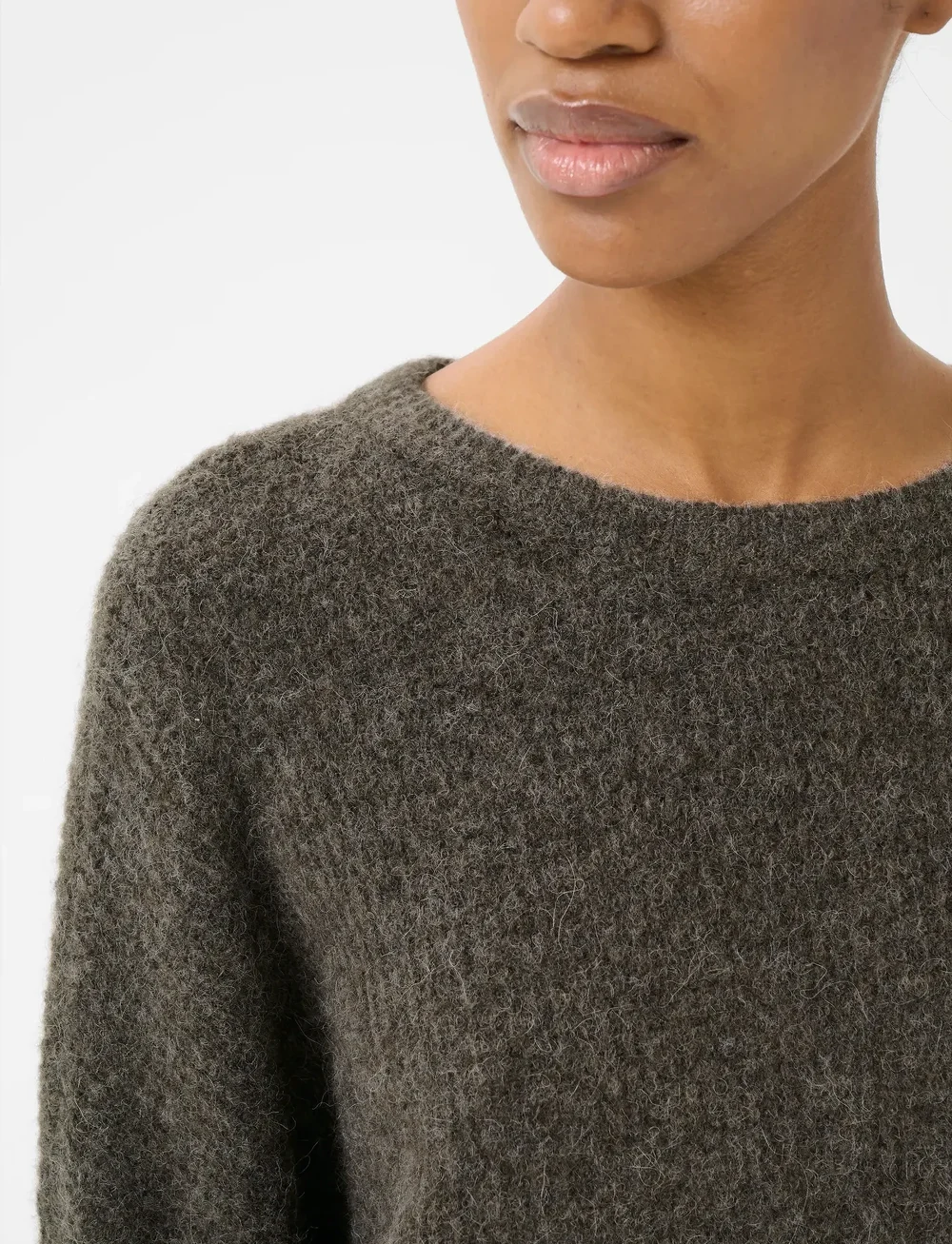 Gestuz - GZalpha slit pullover NOOS - striktrøjer - chestnut melange - 5
