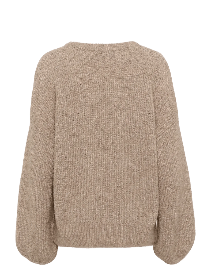 Gestuz - GZalpha slit pullover NOOS - striktrøjer - warm sand melange - 2