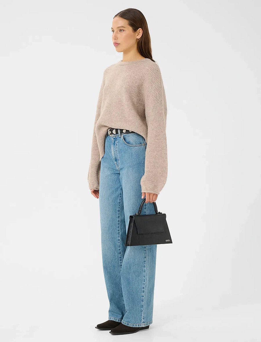 Gestuz - GZalpha slit pullover NOOS - striktrøjer - warm sand melange - 3