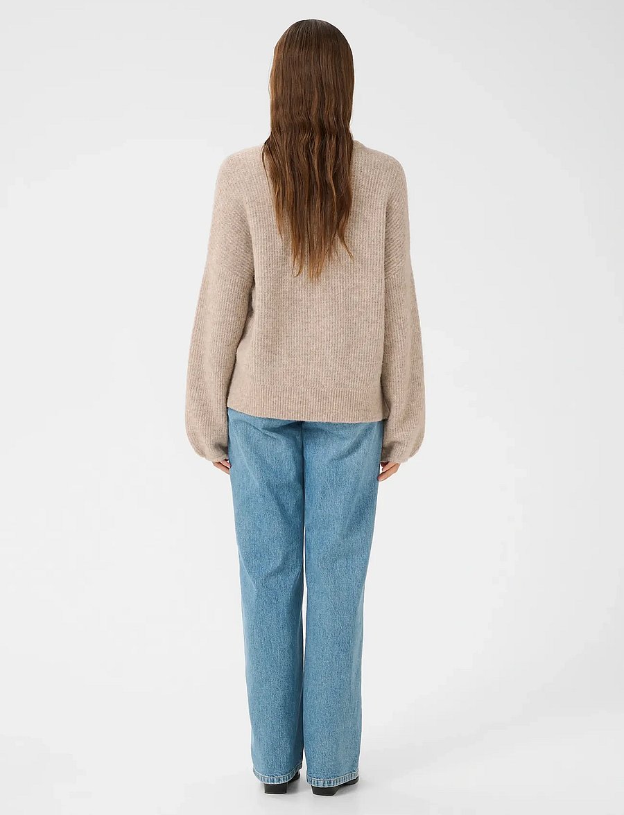 Gestuz - GZalpha slit pullover NOOS - striktrøjer - warm sand melange - 4