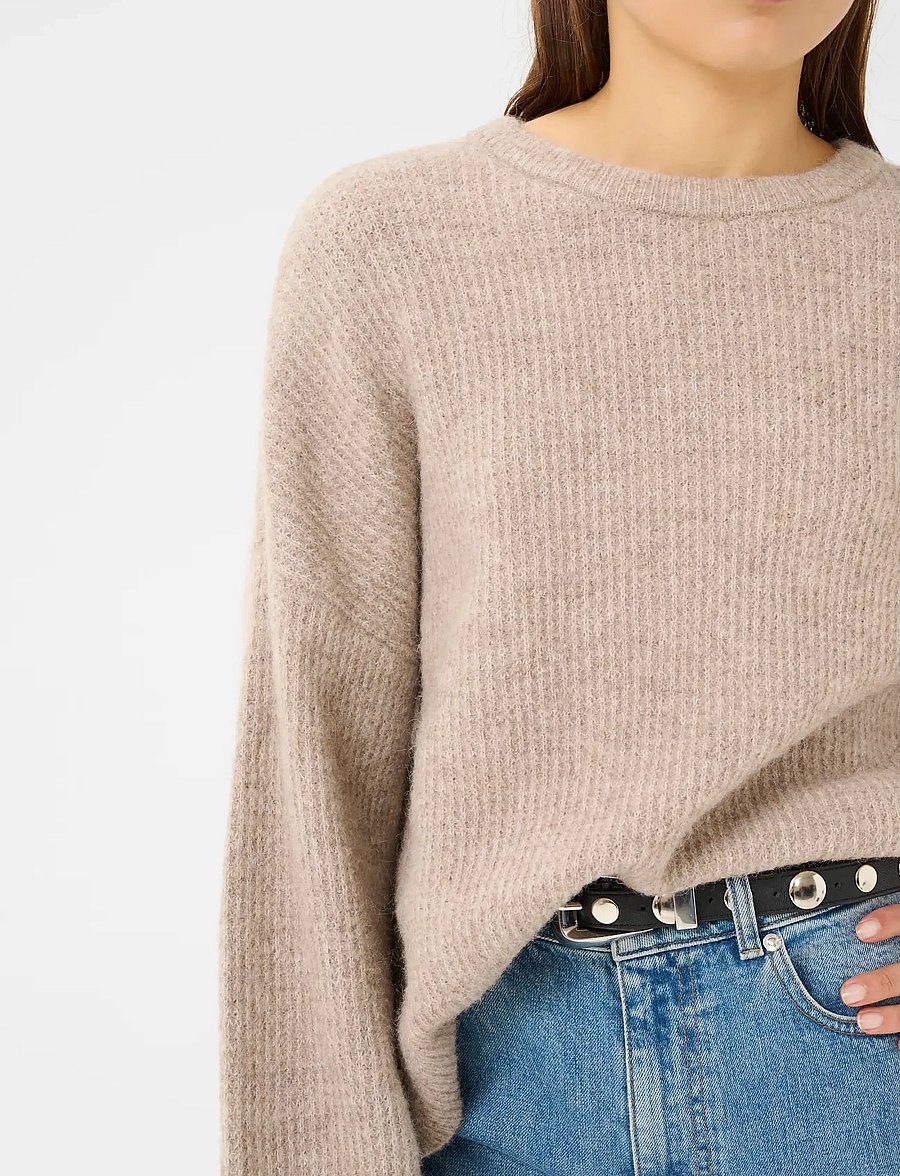 Gestuz - GZalpha slit pullover NOOS - striktrøjer - warm sand melange - 5