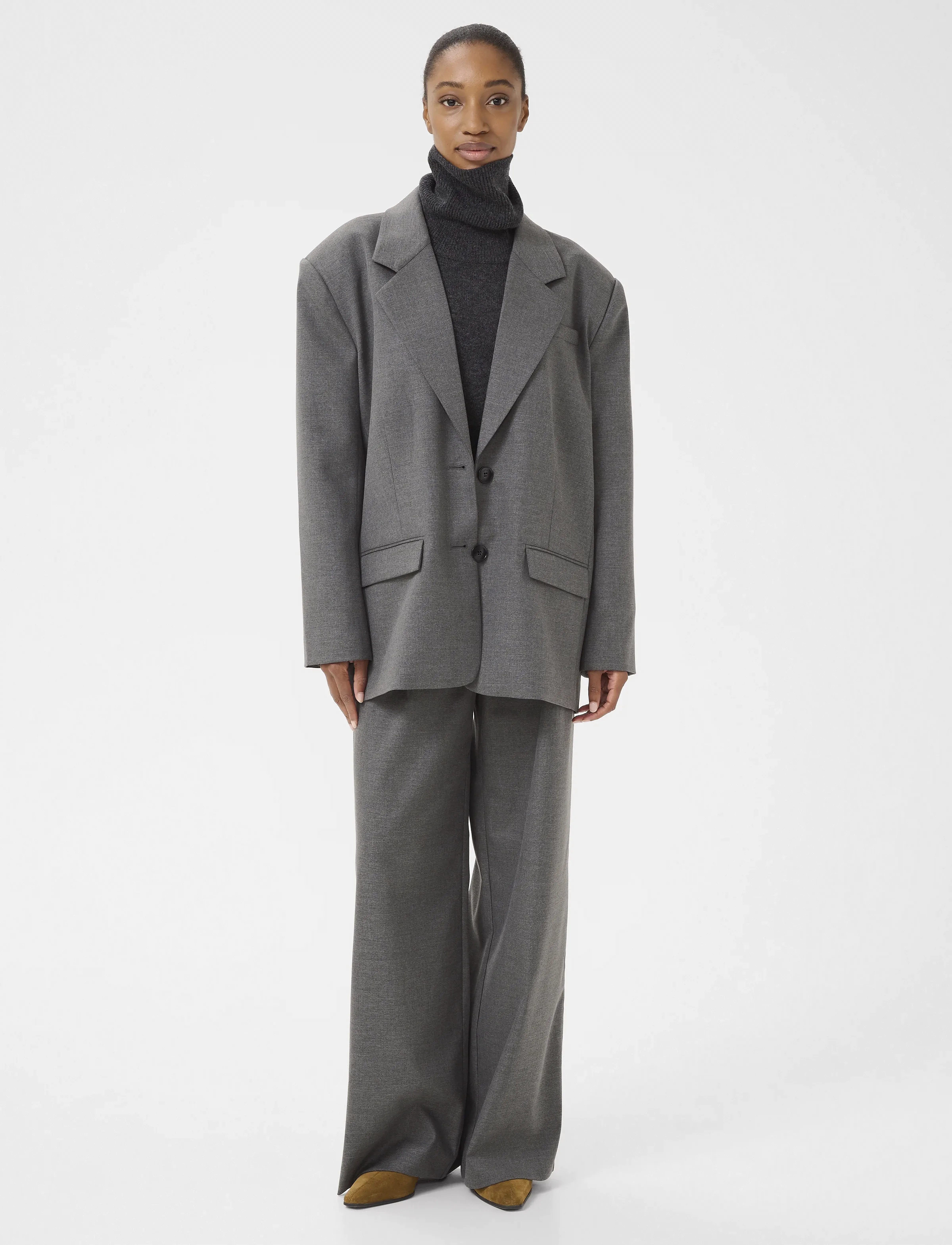 Gestuz - GZpaula OZ blazer NOOS - einhnepptir jakkar - dark grey melange - 3