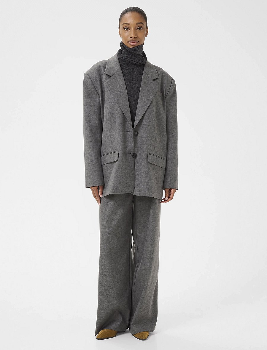 Gestuz - GZpaula OZ blazer NOOS - blazers à fermeture droite - dark grey melange - 3