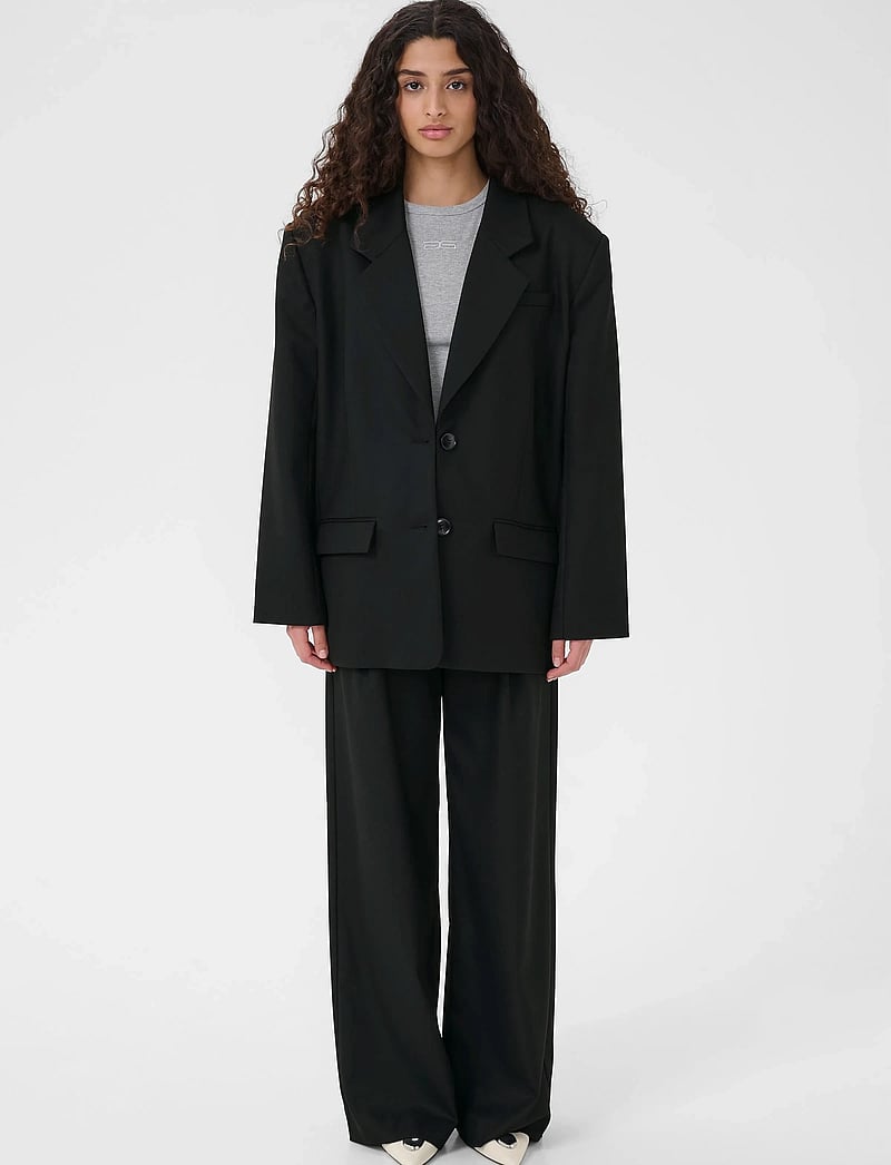 Gestuz - GZpaula MW wide pants NOOS - tailored trousers - black - 3