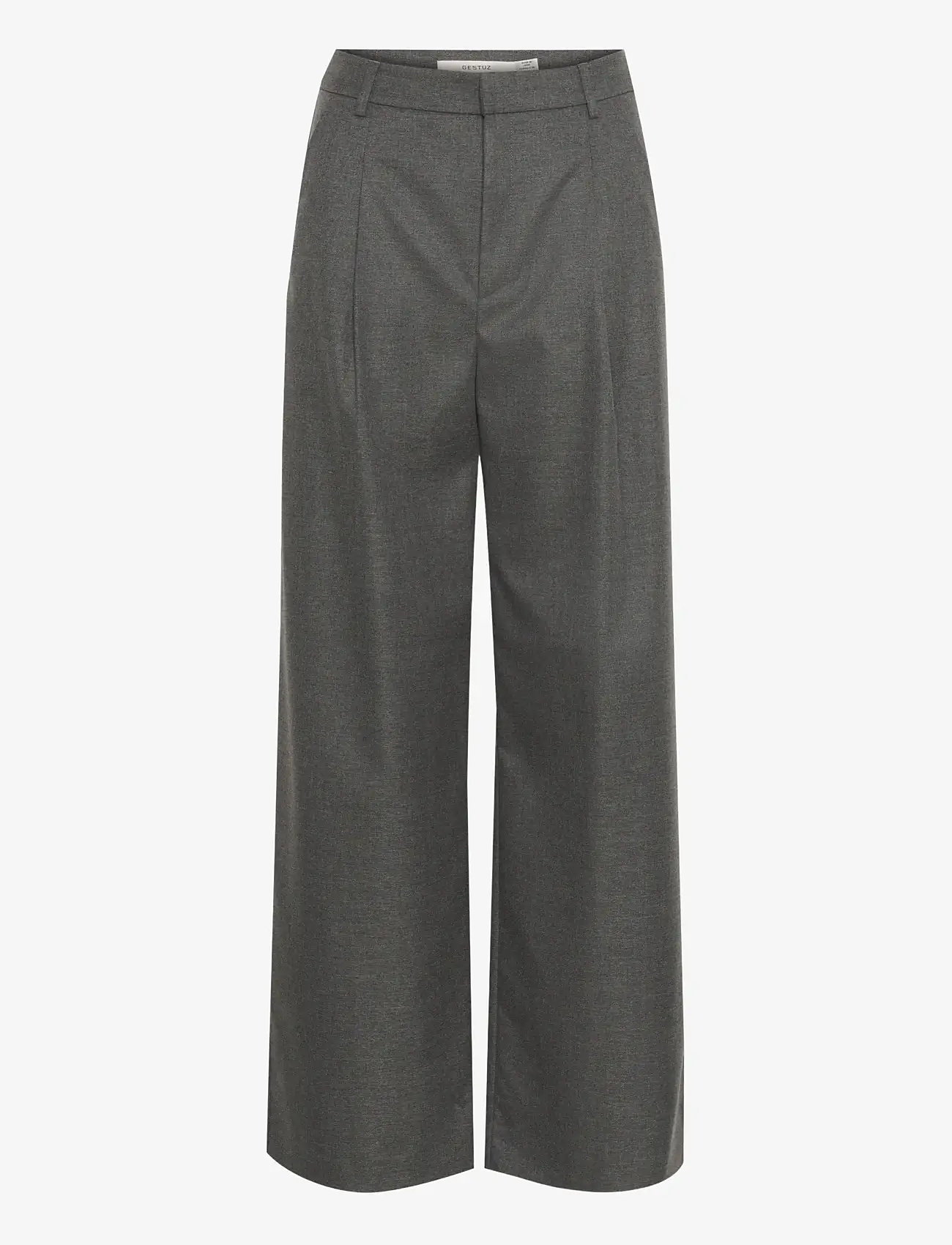 Gestuz - GZpaula MW wide pants NOOS - pidulikud püksid - dark grey melange - 1