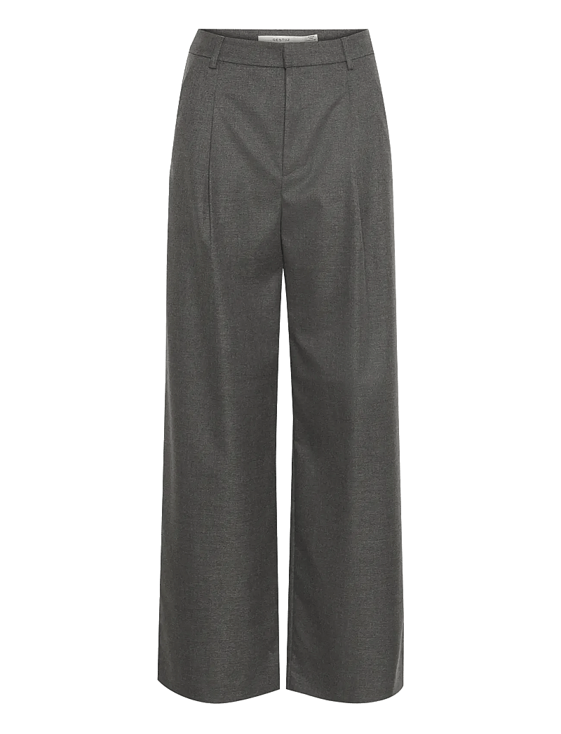 Gestuz - GZpaula MW wide pants NOOS - pidulikud püksid - dark grey melange - 1