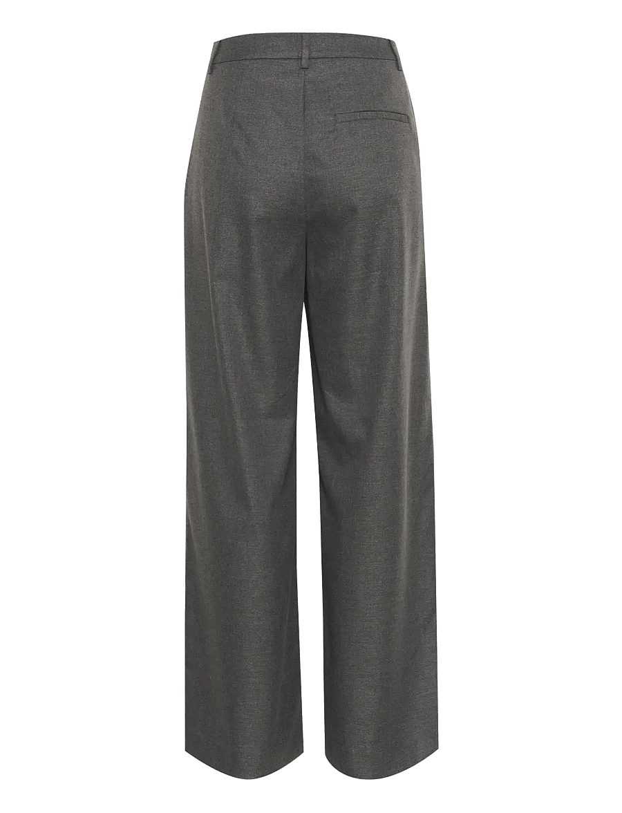 Gestuz - GZpaula MW wide pants NOOS - pantalons habillés - dark grey melange - 2