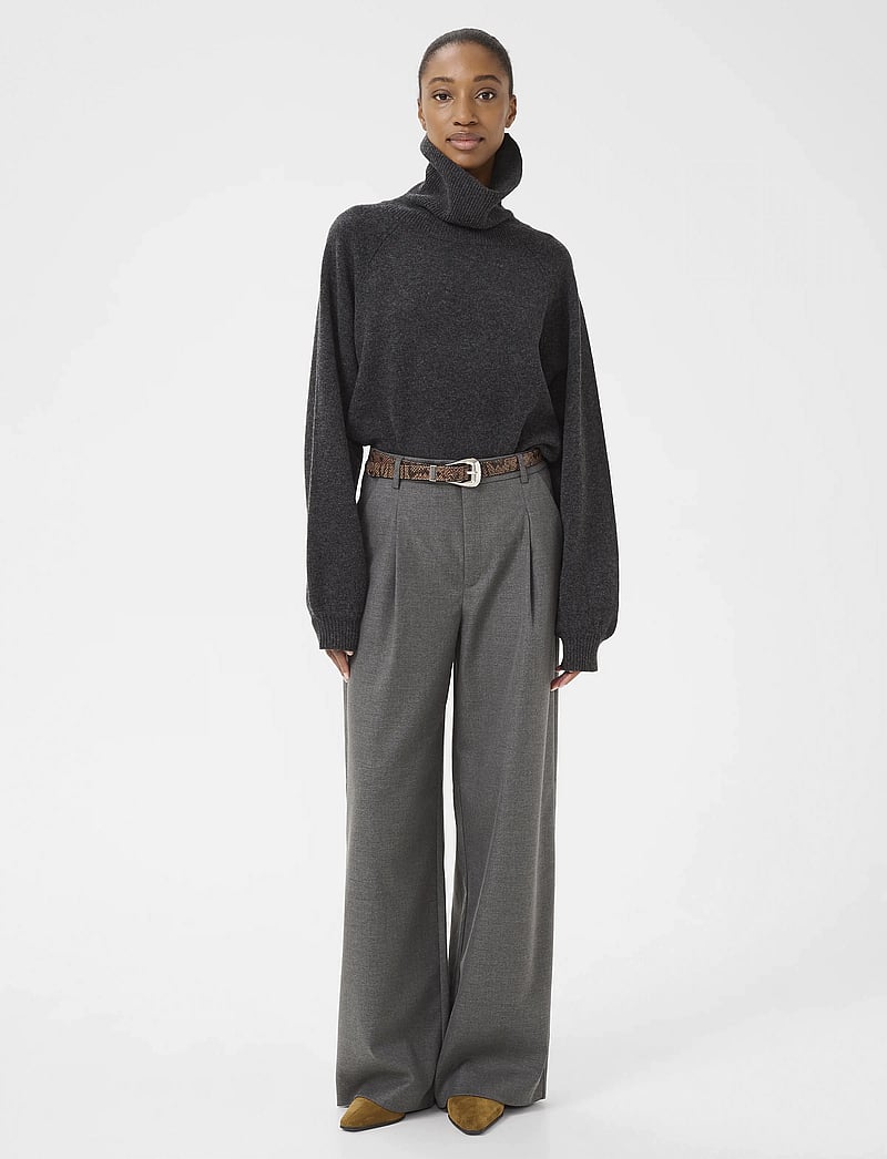 Gestuz - GZpaula MW wide pants NOOS - pidulikud püksid - dark grey melange - 3