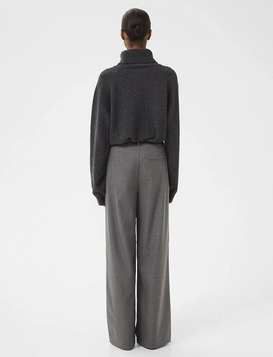 Gestuz - GZpaula MW wide pants NOOS - pantalons habillés - dark grey melange - 4