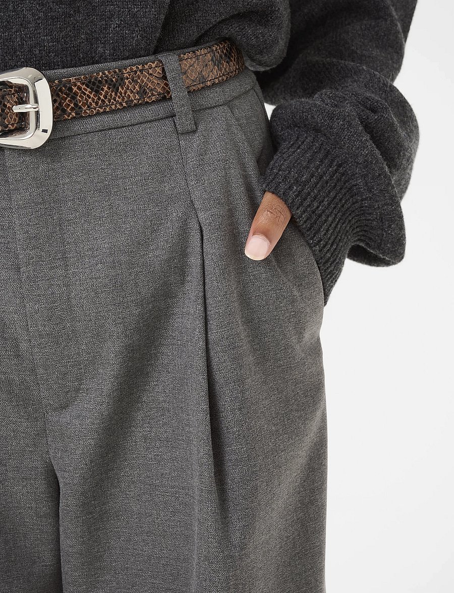 Gestuz - GZpaula MW wide pants NOOS - pantalons habillés - dark grey melange - 5