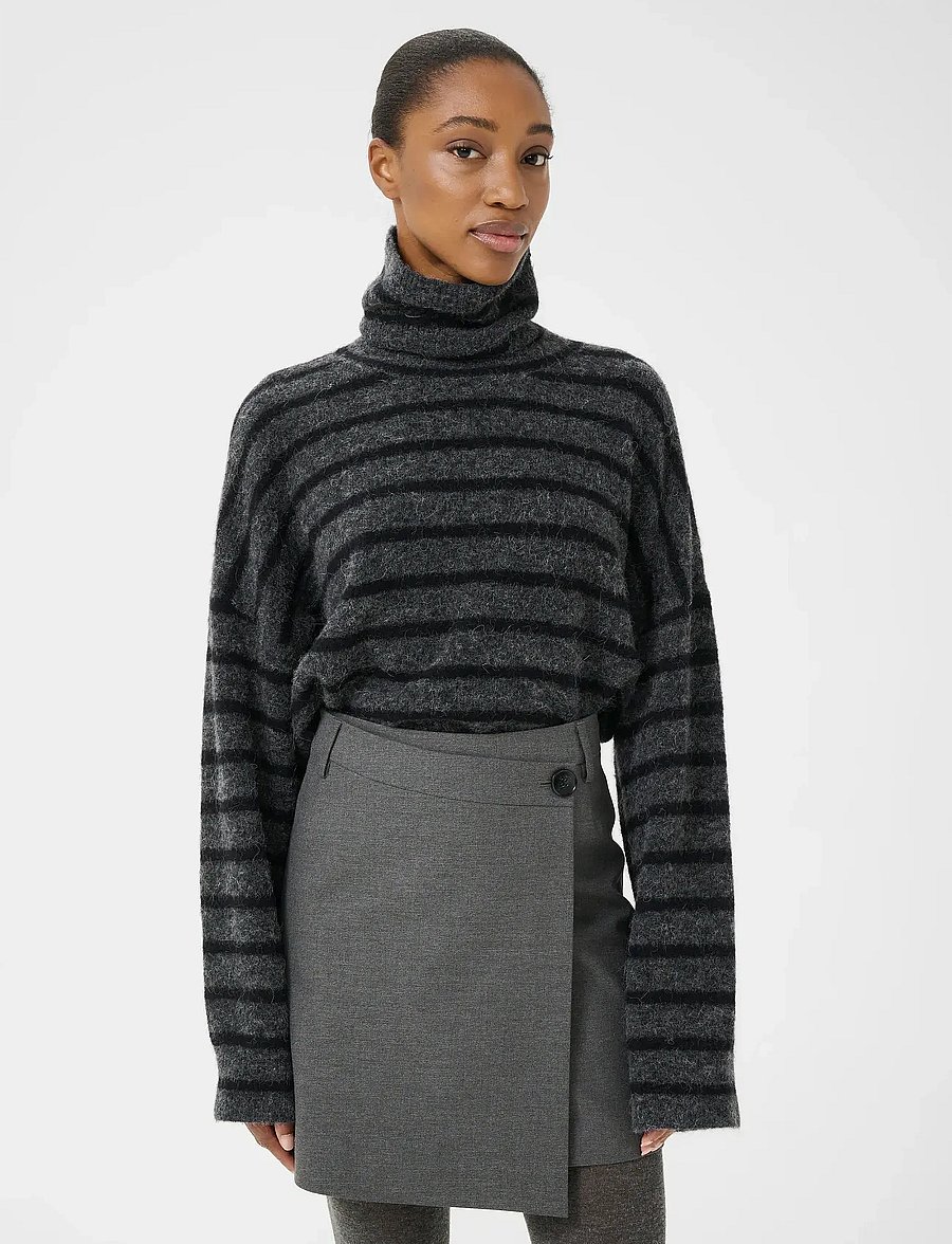 Gestuz - GZpaula MW wrap skirt NOOS - wrap skirts - dark grey melange - 0