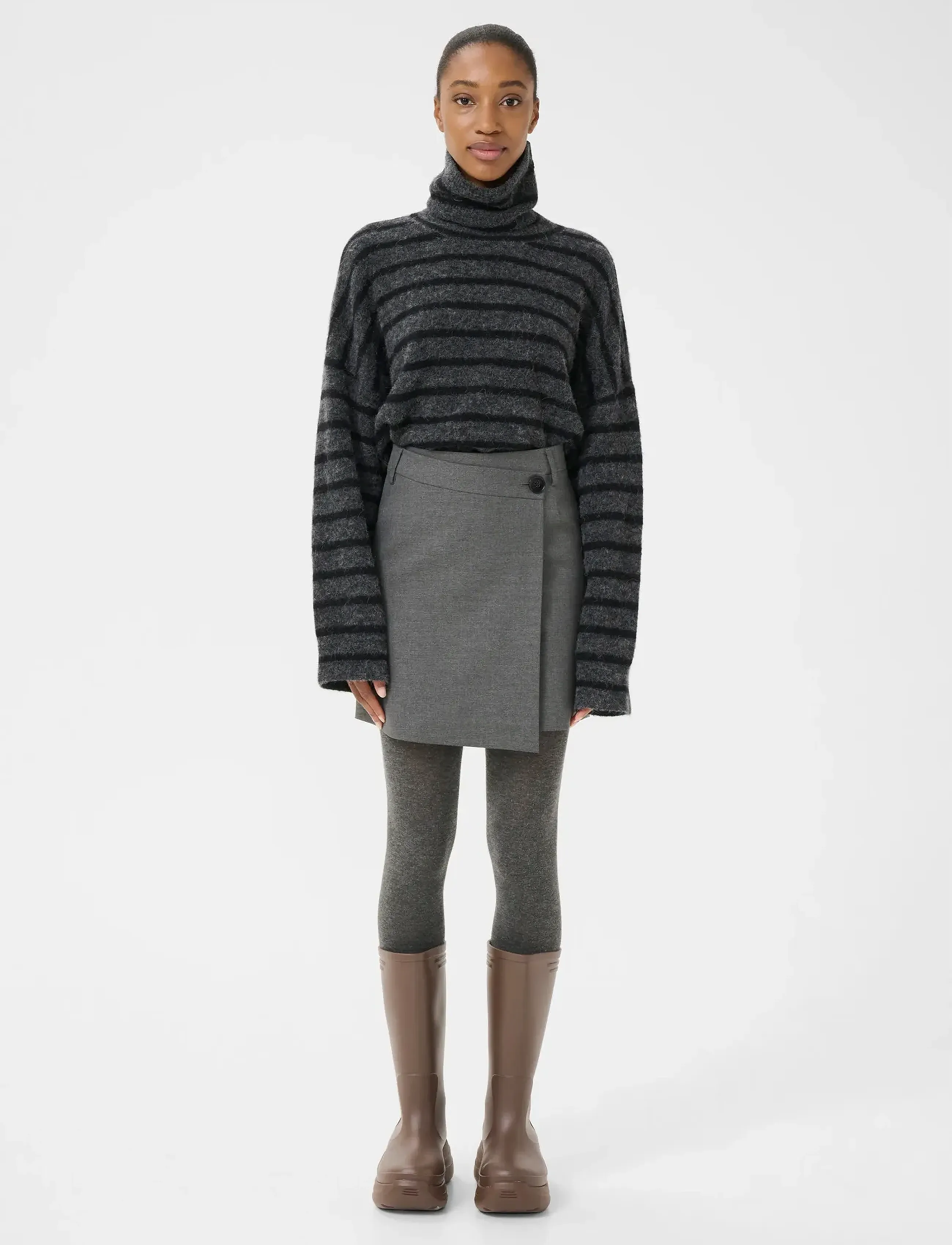 Gestuz - GZpaula MW wrap skirt NOOS - slå-om-nederdele - dark grey melange - 3