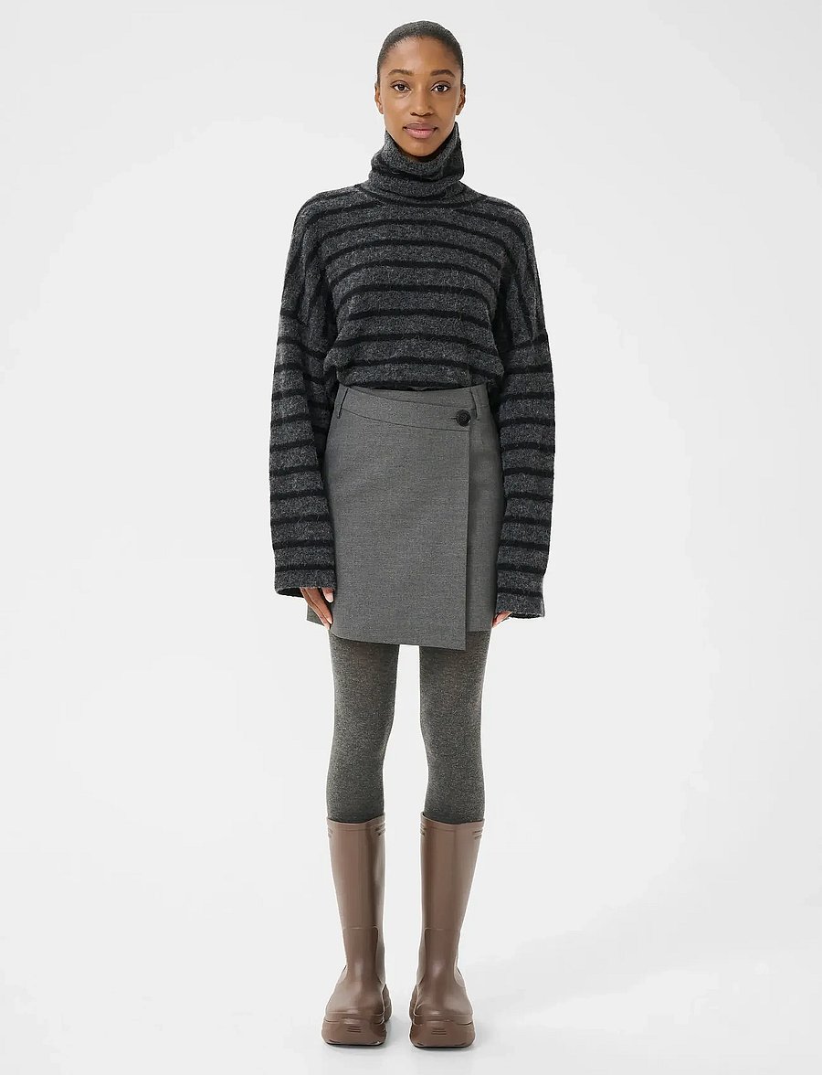 Gestuz - GZpaula MW wrap skirt NOOS - wrap skirts - dark grey melange - 3