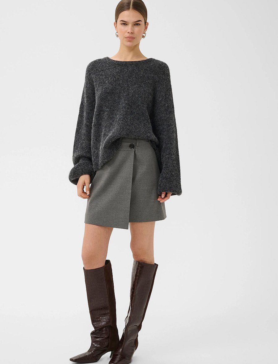 Gestuz - GZpaula MW wrap skirt NOOS - wrap skirts - dark grey melange - 5