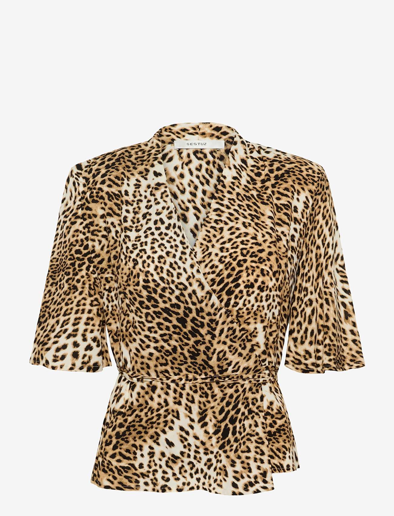 Gestuz - GZkadla wrap top - kortærmede bluser - light leopard - 1
