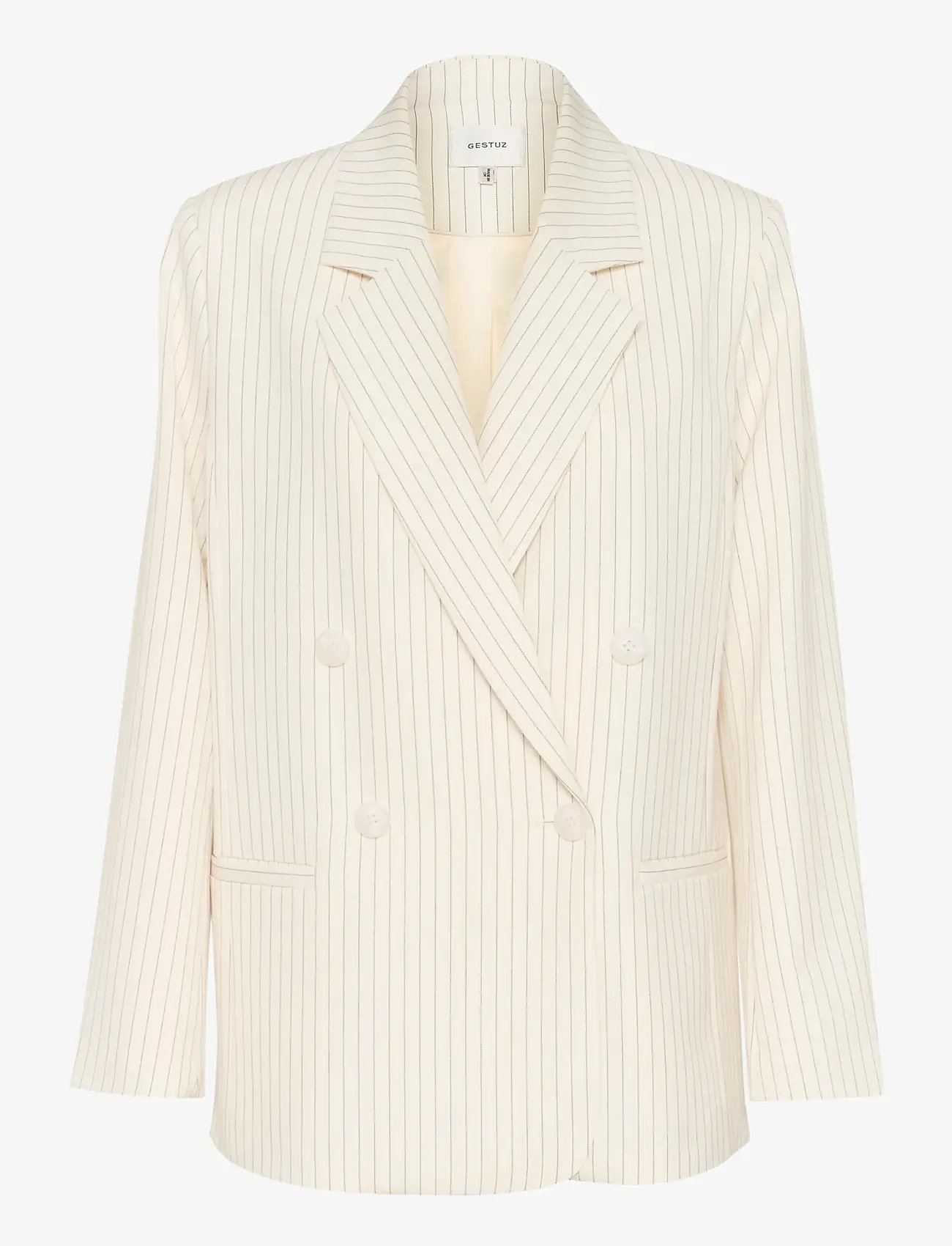 Gestuz - GZjoelle blazer - zweireihige blazer - egret/grey pinstripe - 1