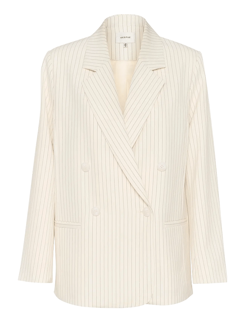 Gestuz - GZjoelle blazer - dubbelknäppta kavajer - egret/grey pinstripe - 1