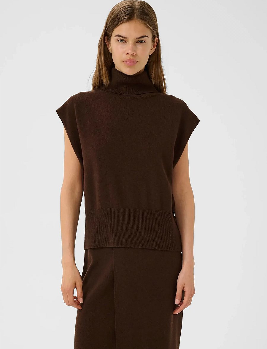 Gestuz - GZmanzi waistcoat - strickwesten - deep burnt brown - 0
