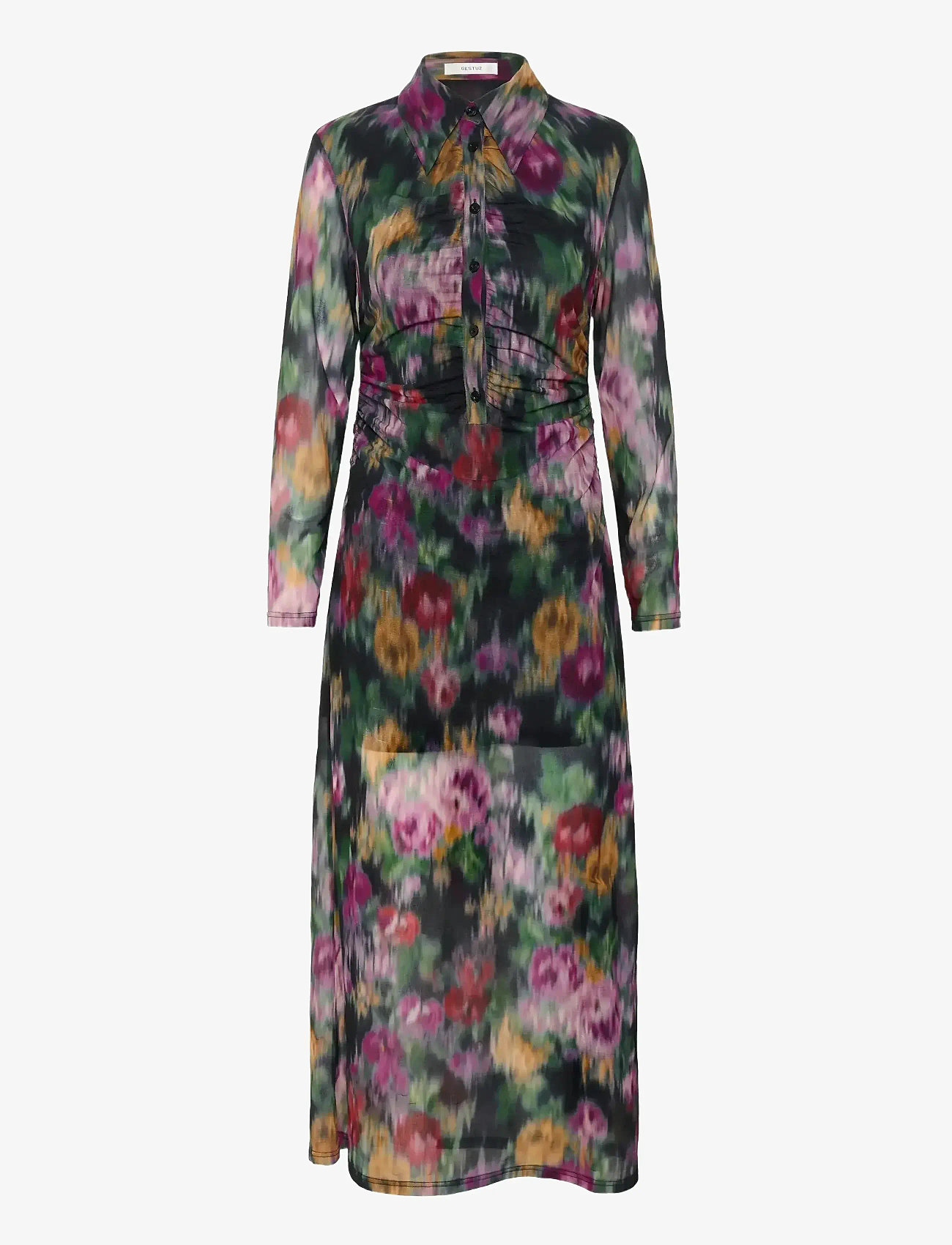 Gestuz - GZfadia P long dress - skjortklänningar - red faded flower - 1