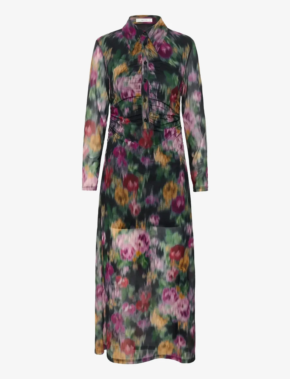 Gestuz - GZfadia P long dress - skjortklänningar - red faded flower - 1