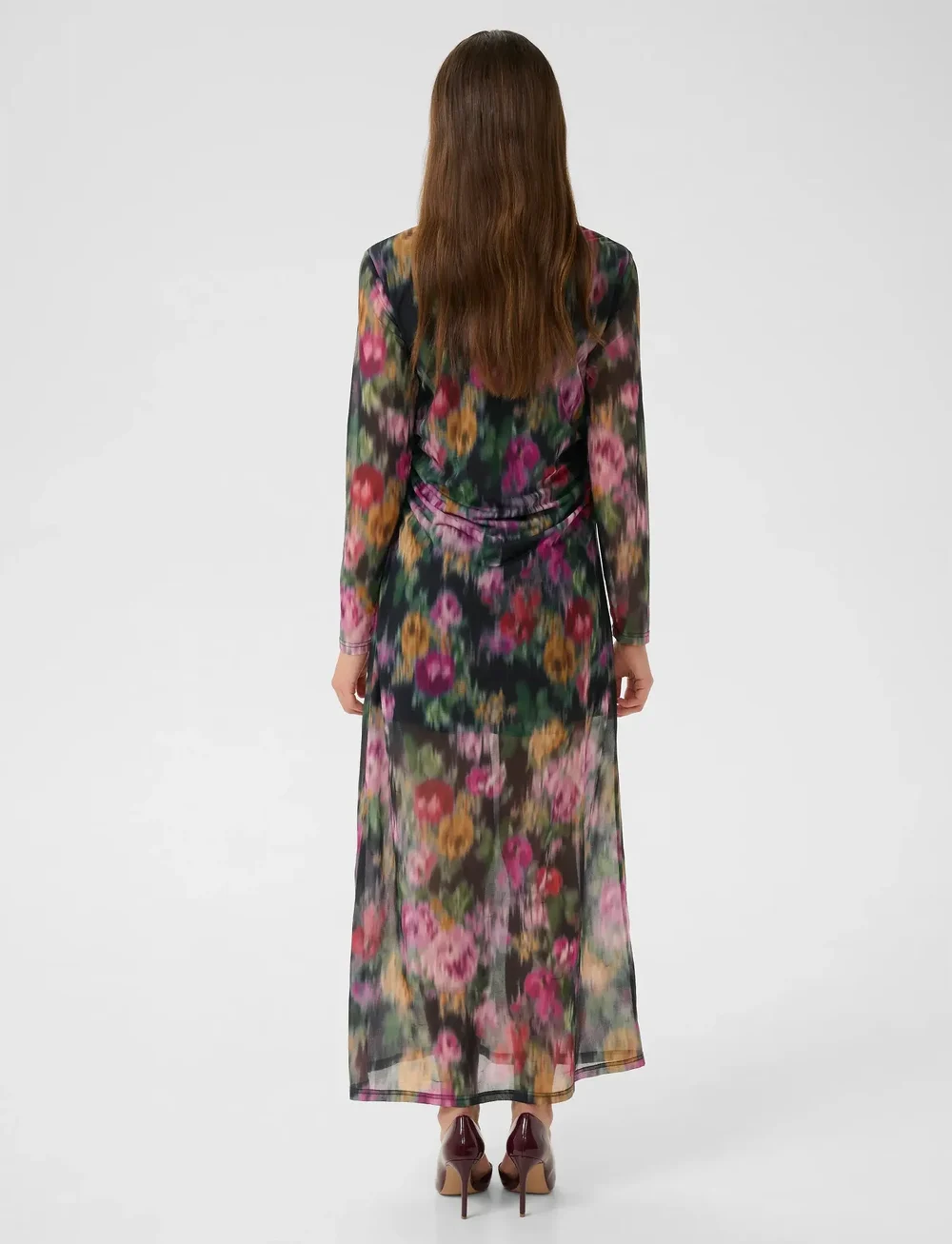 Gestuz - GZfadia P long dress - skjortklänningar - red faded flower - 4