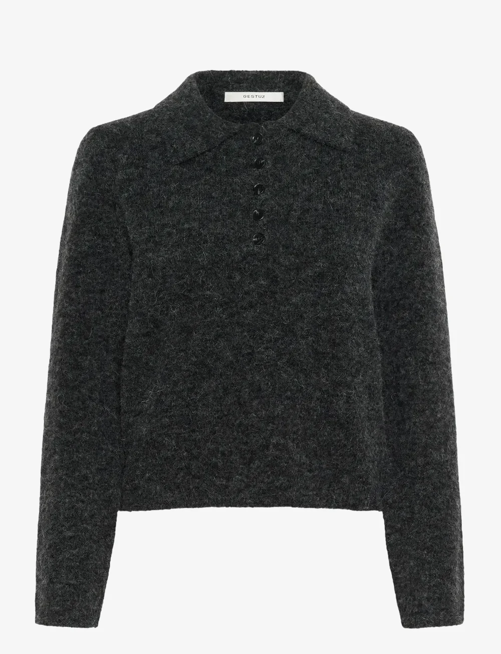 Gestuz - GZalpha polo pullover - striktrøjer - charcoal melange - 1