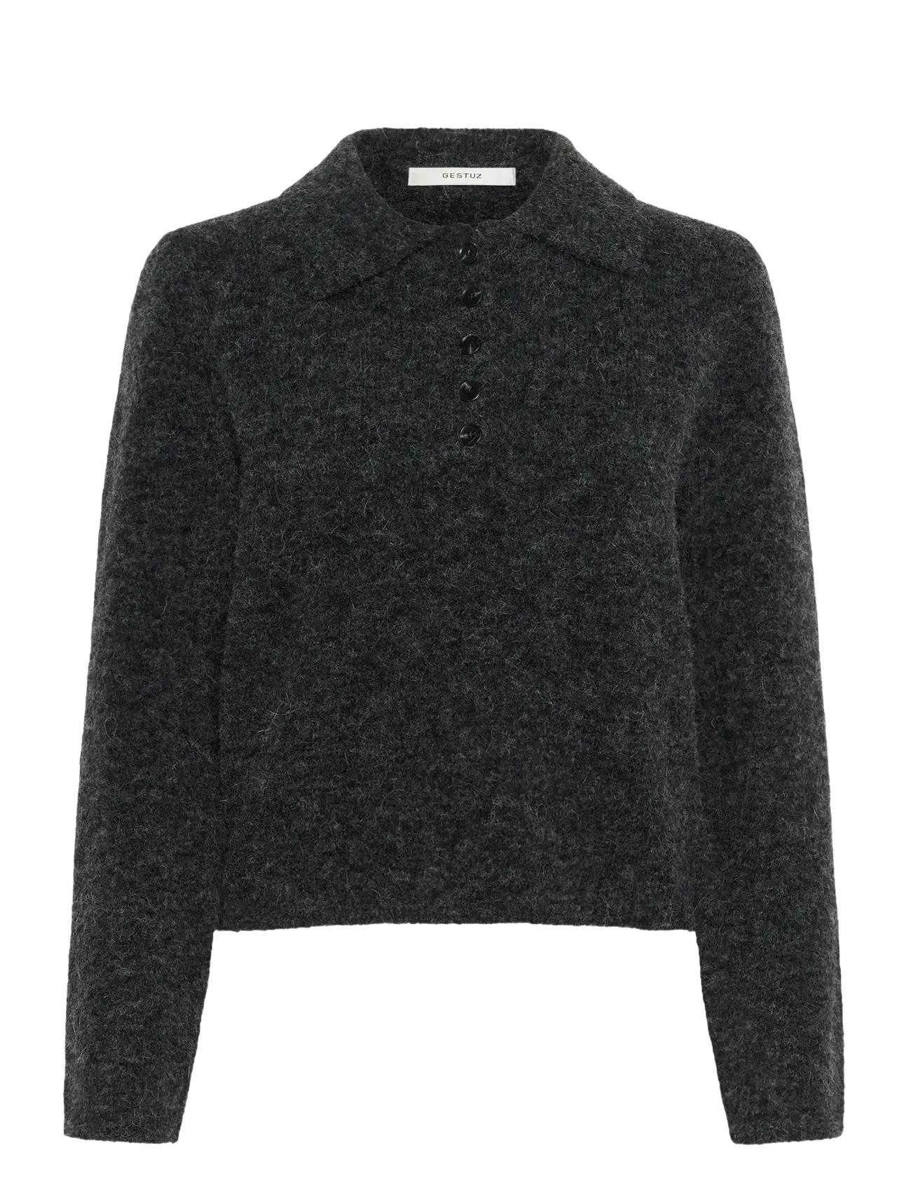 Gestuz GZalpha polo pullover - Tøj - CHARCOAL MELANGE / grey