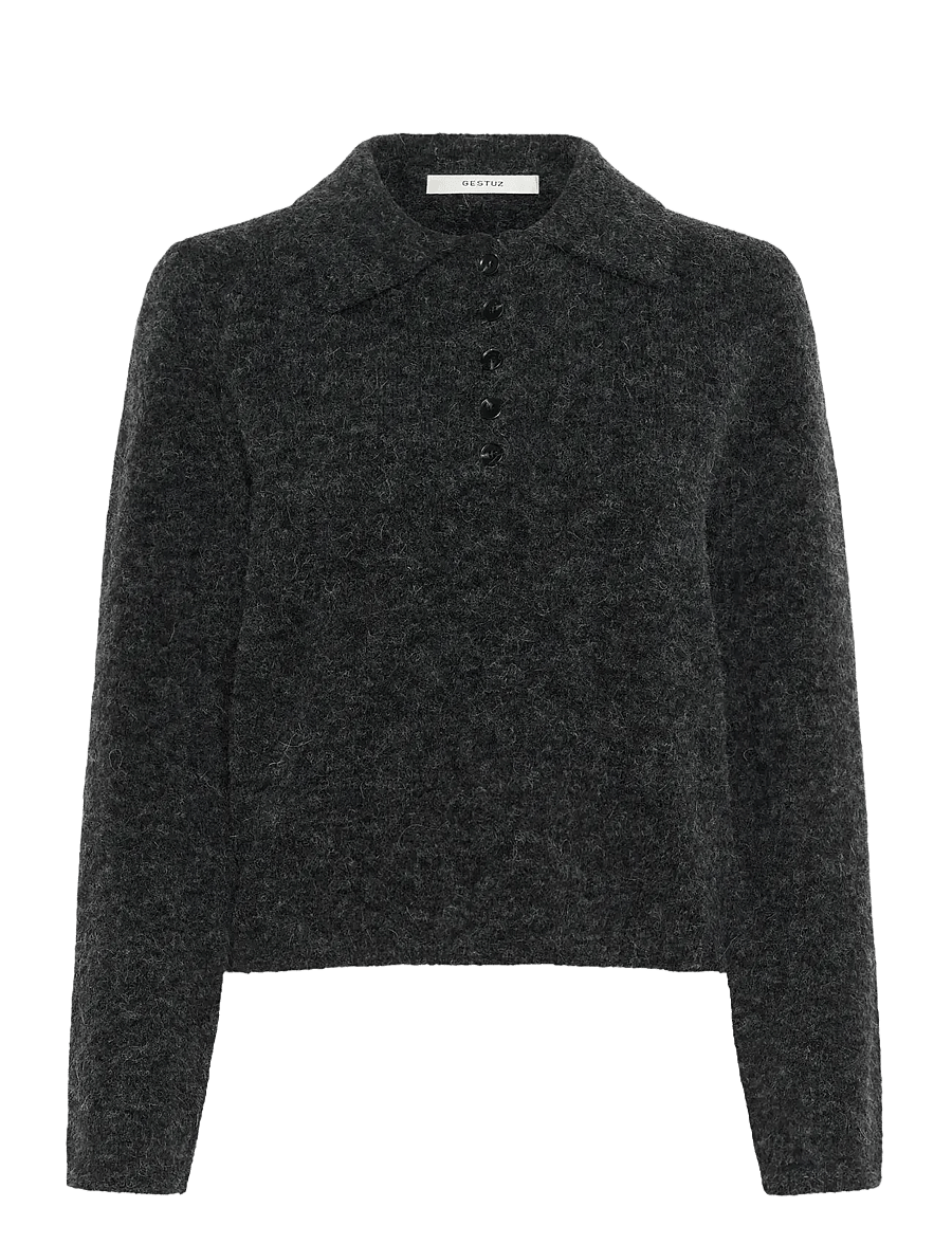 Gestuz - GZalpha polo pullover - pullover - charcoal melange - 1