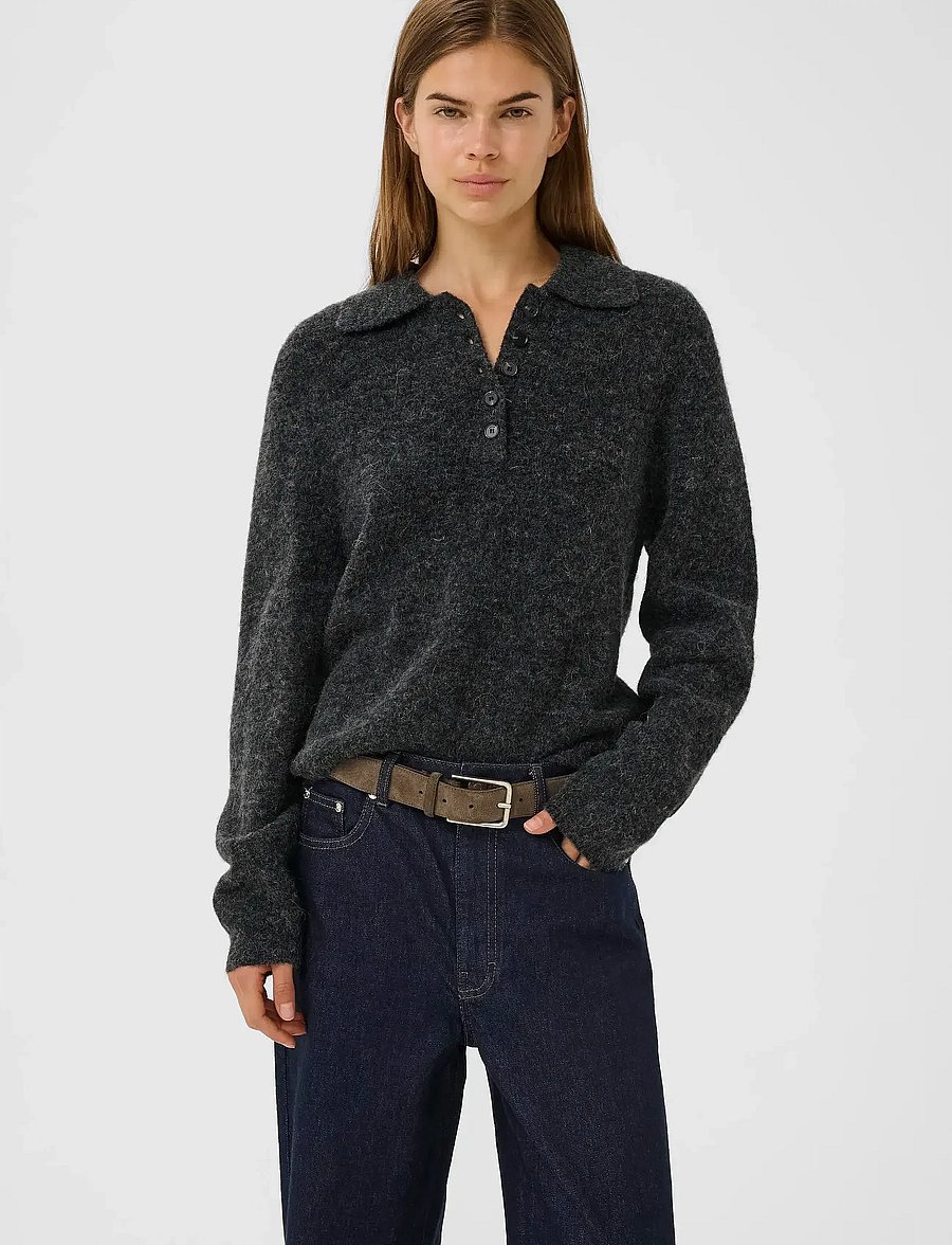 Gestuz - GZalpha polo pullover - pullover - charcoal melange - 0