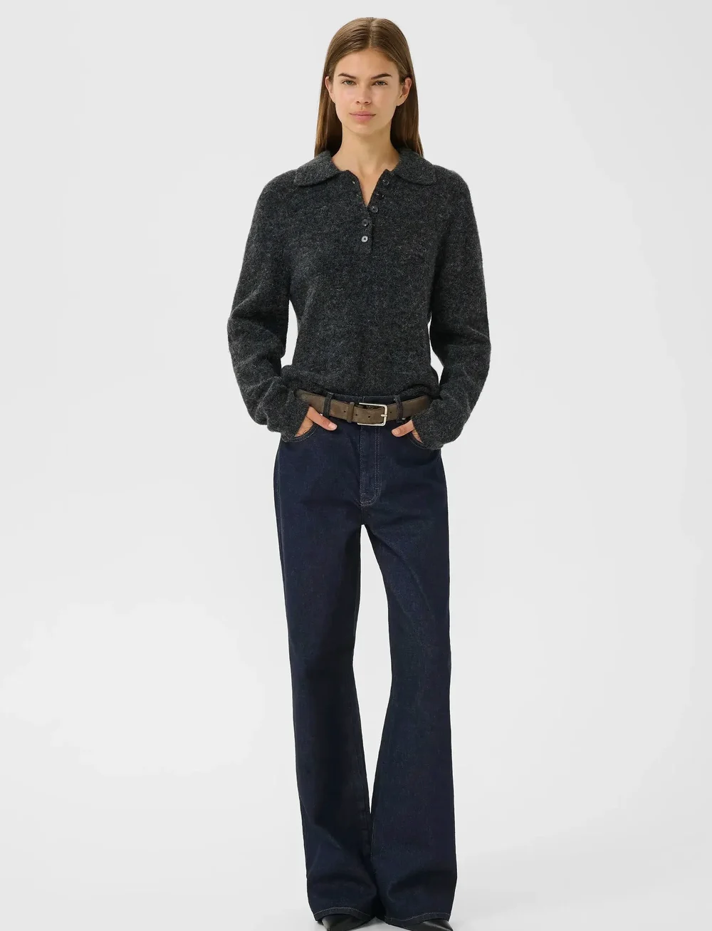 Gestuz - GZalpha polo pullover - striktrøjer - charcoal melange - 3