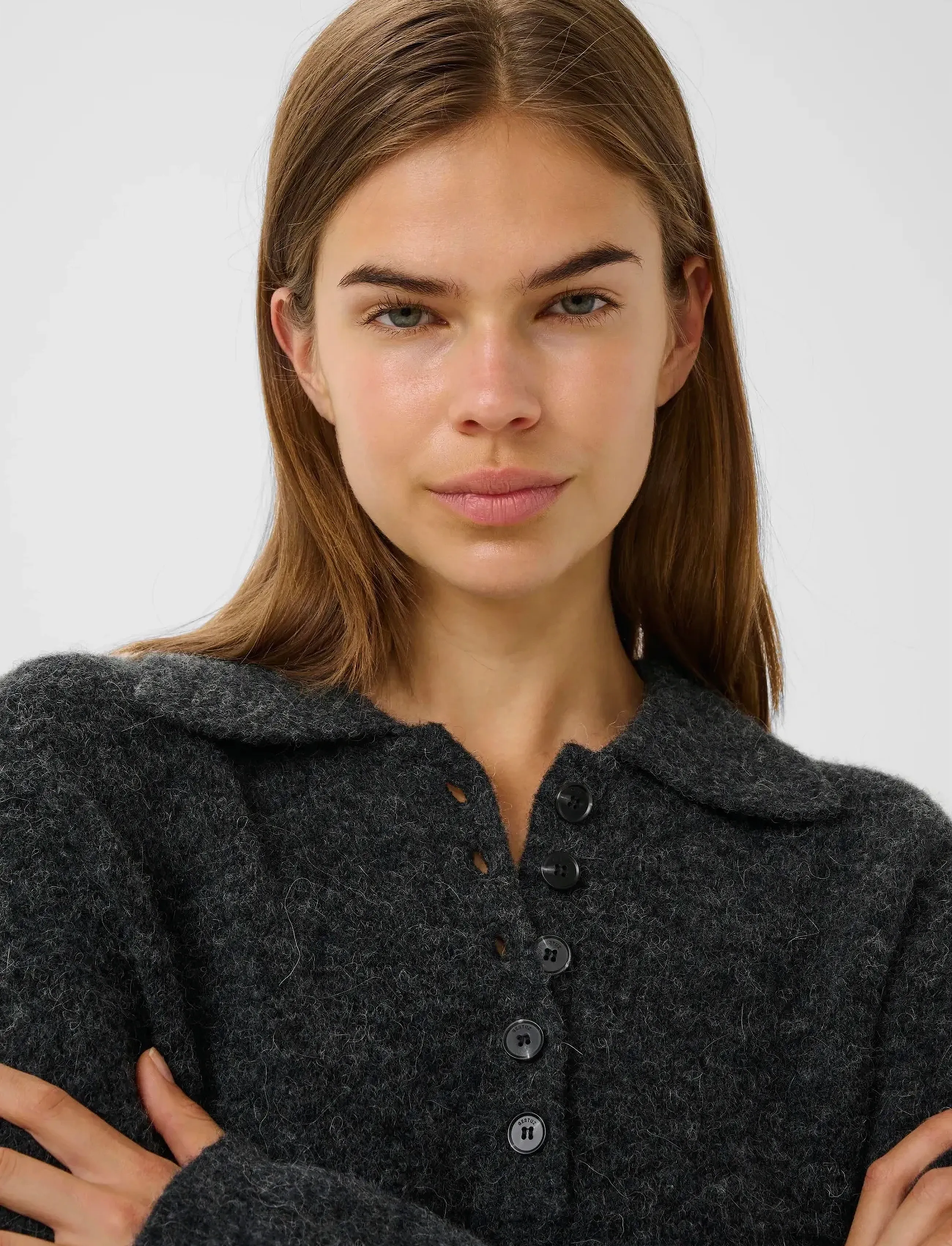 Gestuz - GZalpha polo pullover - džemperiai - charcoal melange - 5