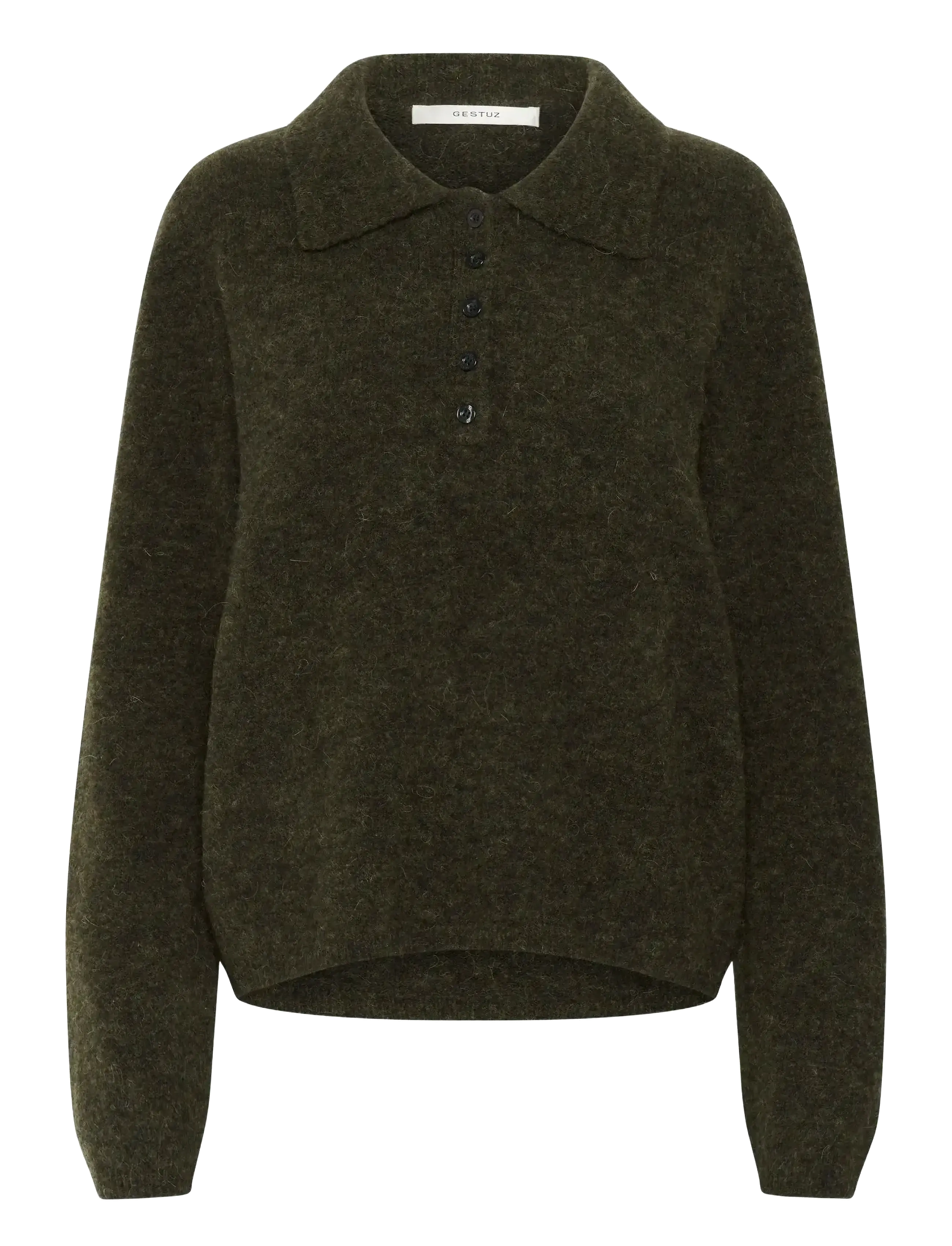 Gestuz GZalpha polo pullover - Stickat - OLIVE MÉLANGE / khaki/green