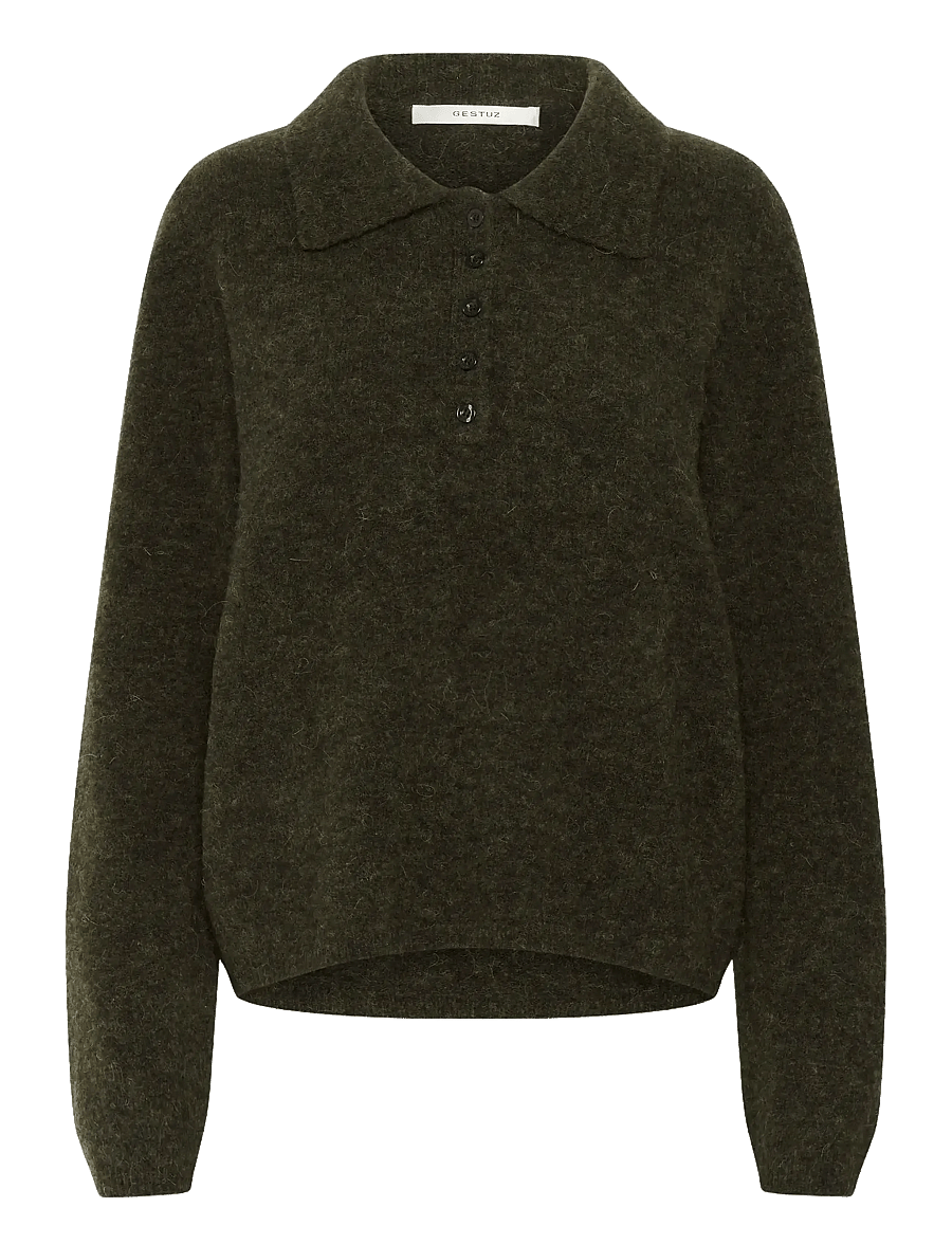 Gestuz - GZalpha polo pullover - pullover - olive mÉlange - 1