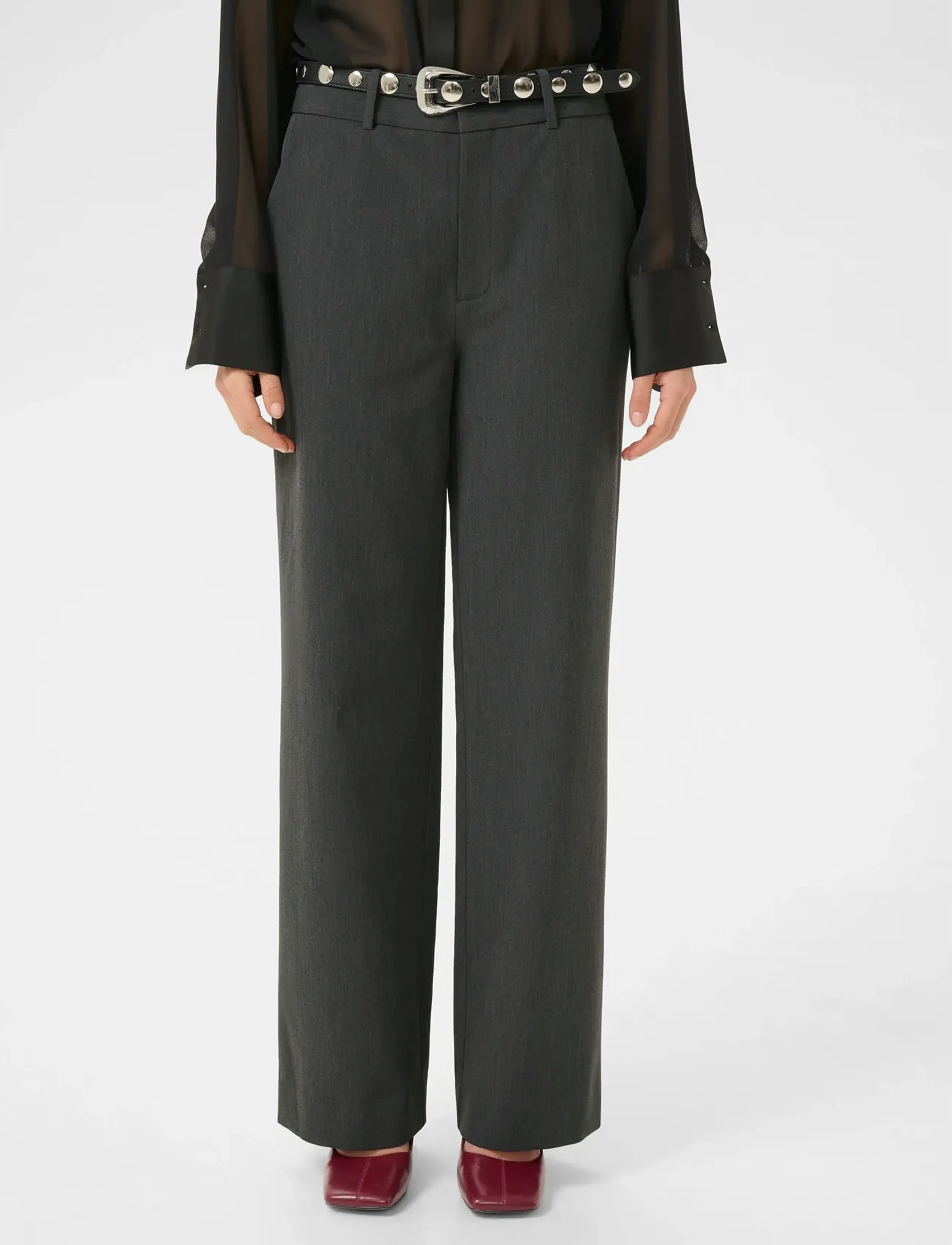 Gestuz Gzerle Mw Pants, 34, Trousers, Grau - Straight Leg, Frauen