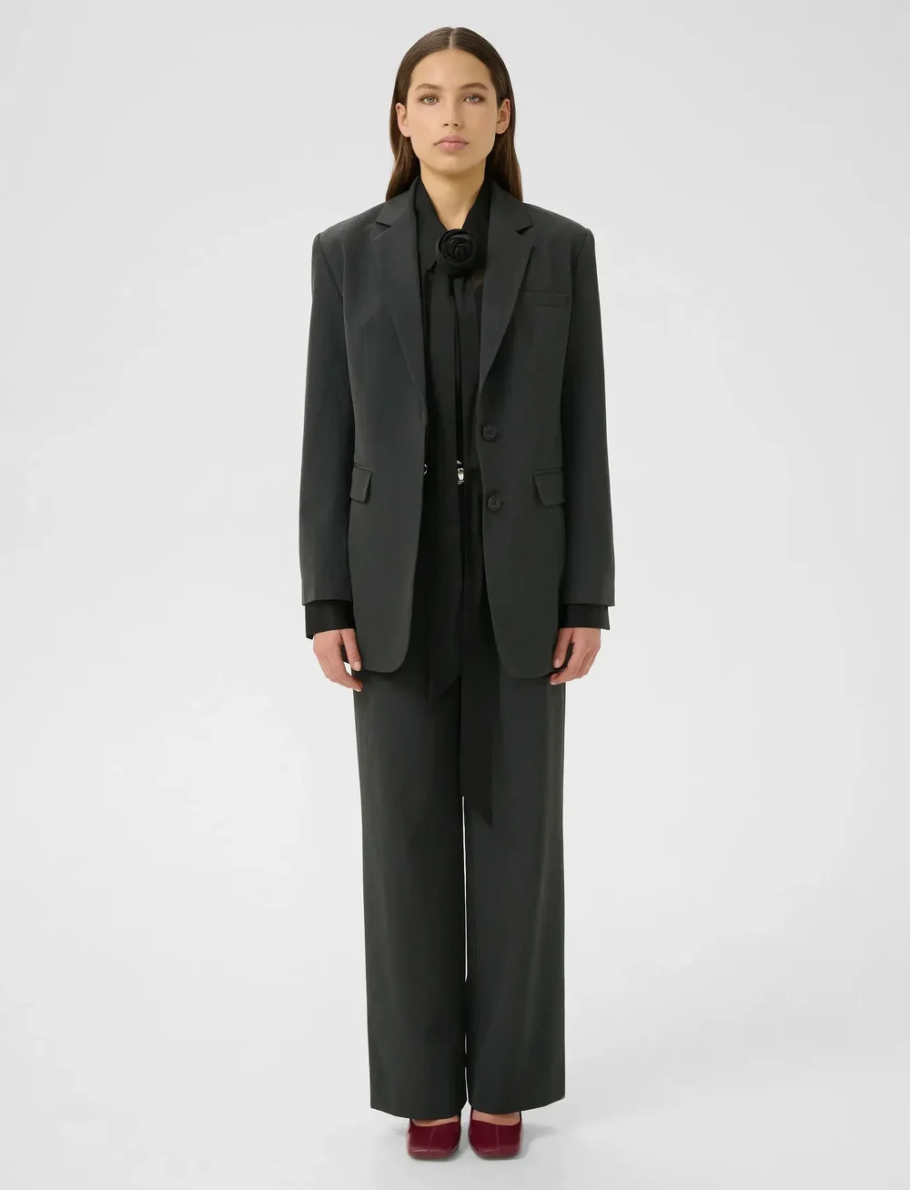 Gestuz - GZerle MW pants - od garnituru - dark grey melange - 3