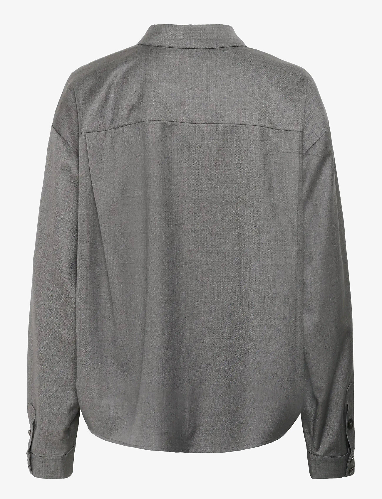 Gestuz - GZeffy shirt - långärmade skjortor - dark grey melange - 2