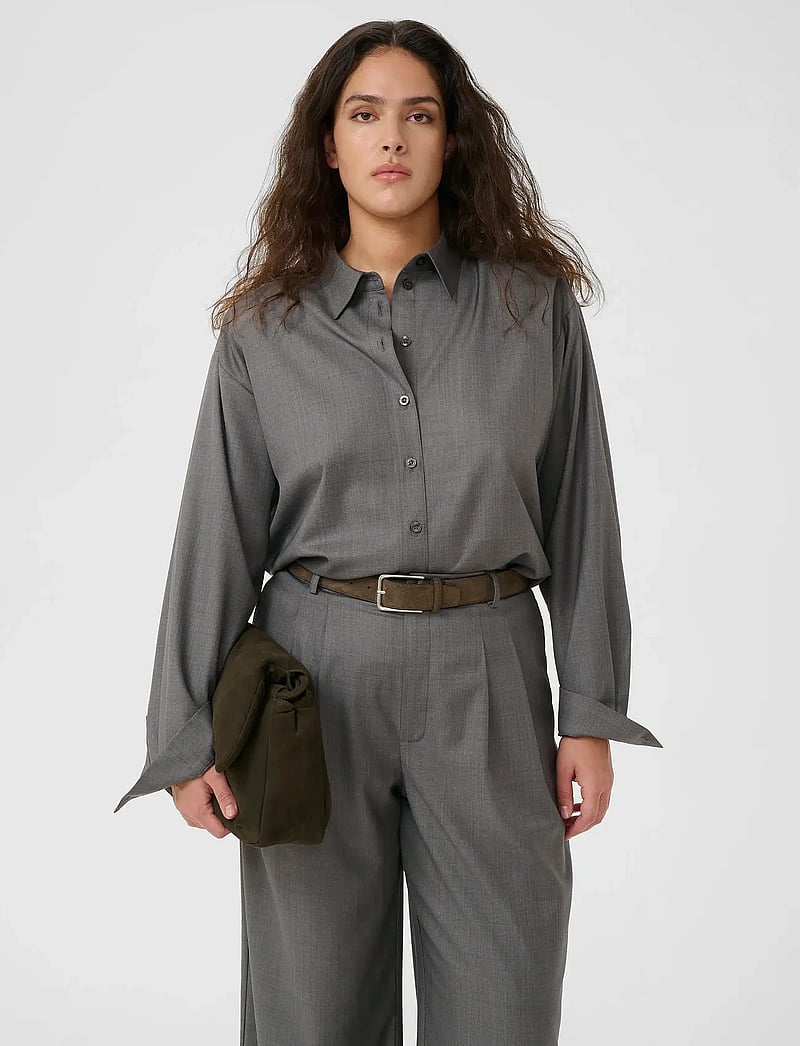 Gestuz - GZeffy shirt - pikkade varrukatega särgid - dark grey melange - 0